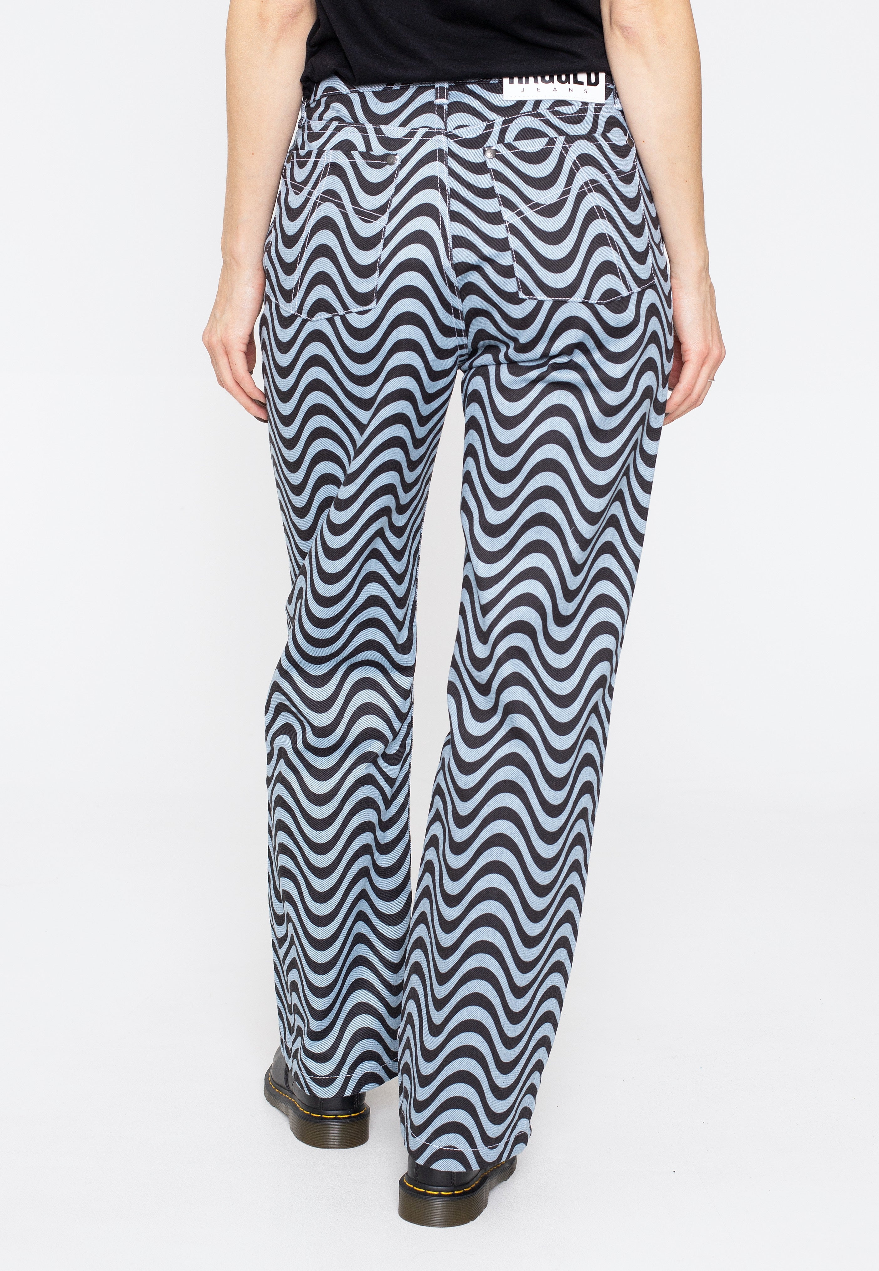 The Ragged Priest - Wave Print Dad Light Blue/Black - Jeans | Women-Image