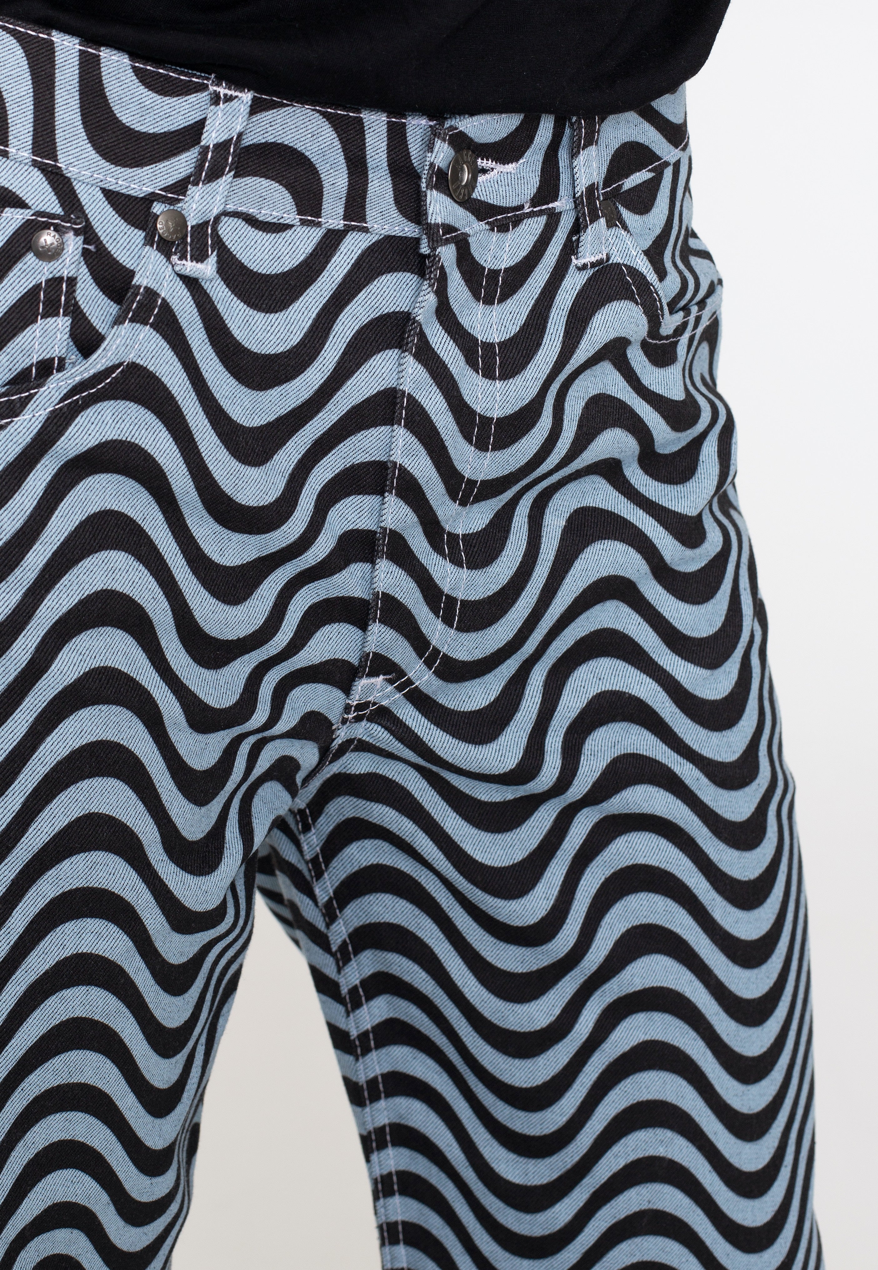 The Ragged Priest - Wave Print Dad Light Blue/Black - Jeans | Women-Image