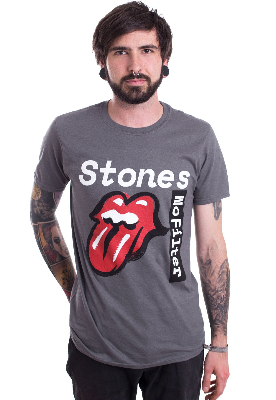 The Rolling Stones - No Filter Text Charcoal Grey - T-Shirt | Men-Image