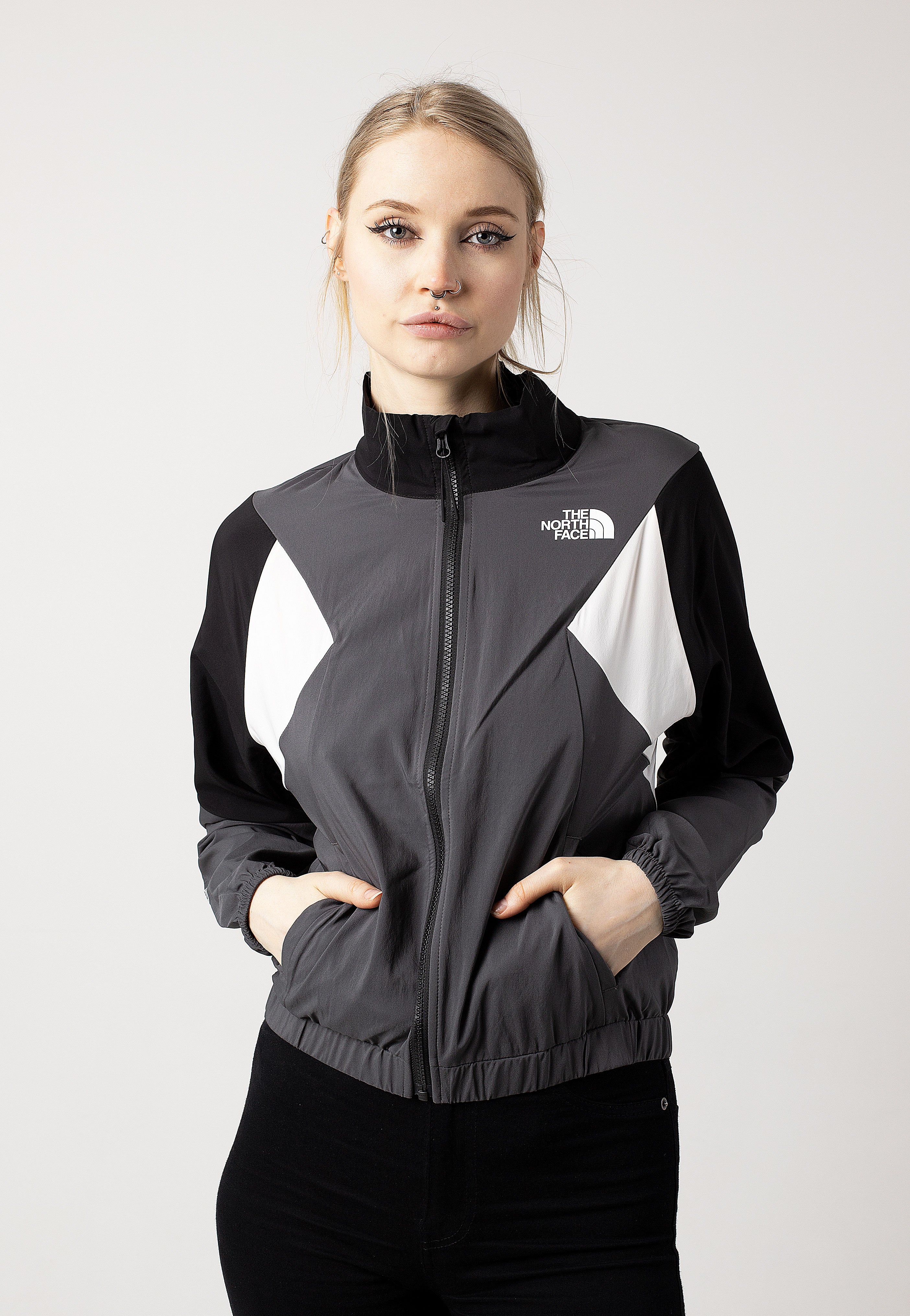 The North Face - Women´s Wind Track Anthracite Grey/White Dune/Tnf Black - Track Jacket | Women-Image
