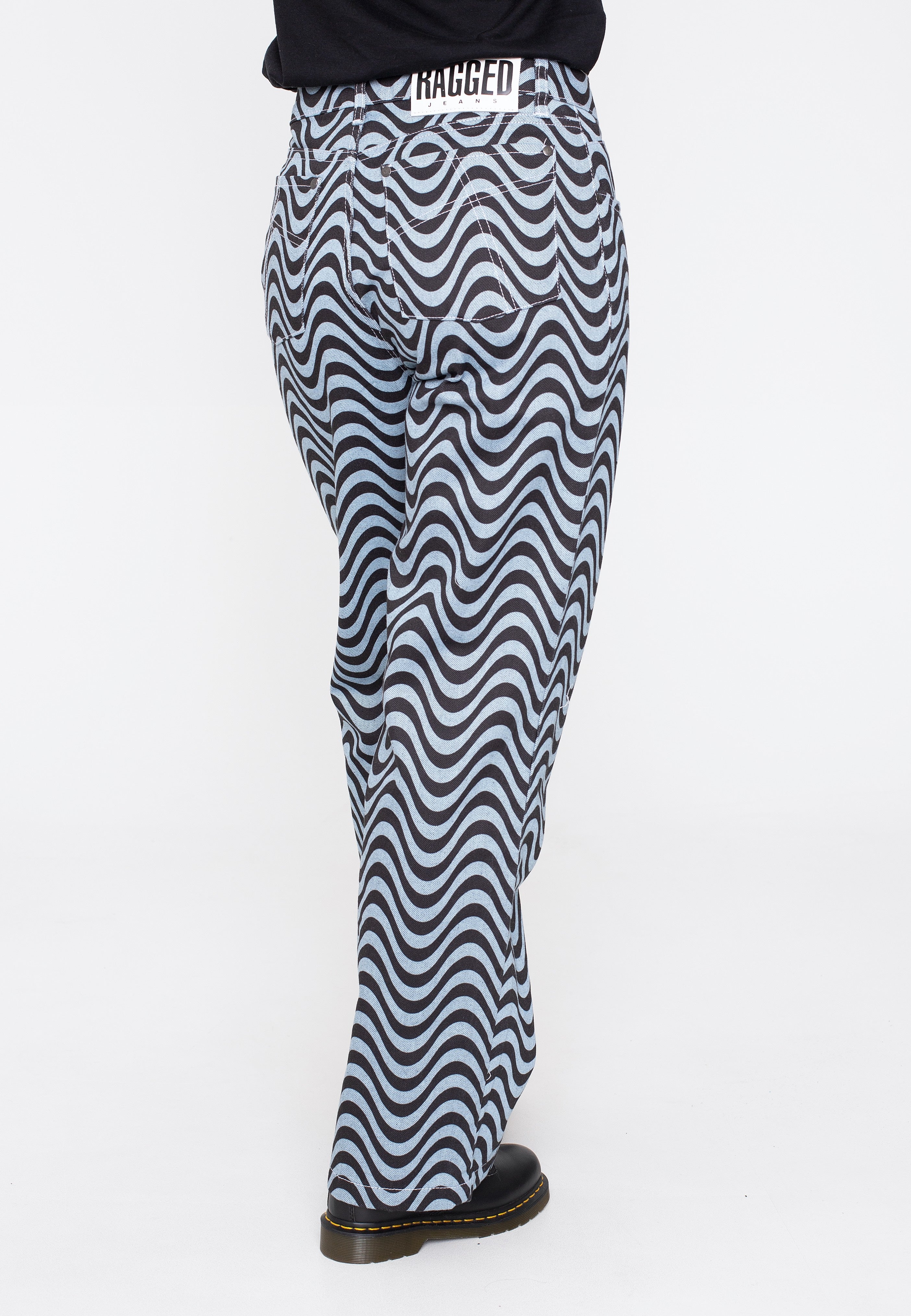 The Ragged Priest - Wave Print Dad Light Blue/Black - Jeans | Women-Image