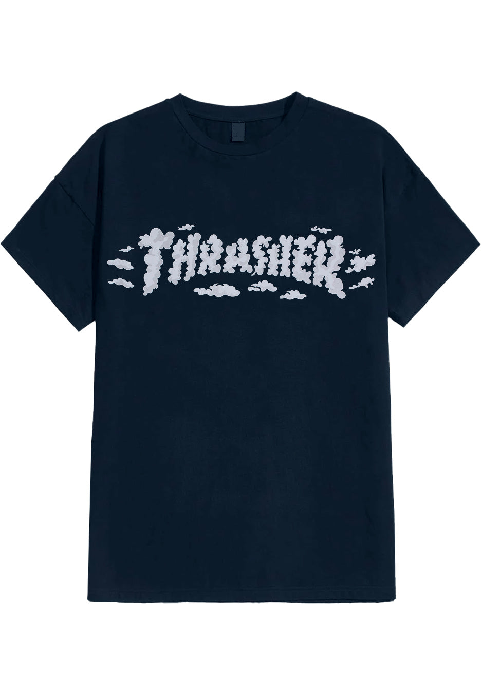 Thrasher Clouds By Spanky Navy T-Shirt | Neutral-Image