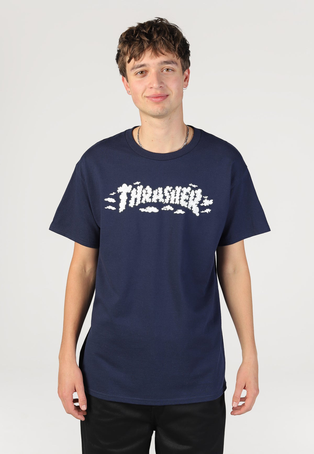 Thrasher Clouds By Spanky Navy T-Shirt | Men-Image