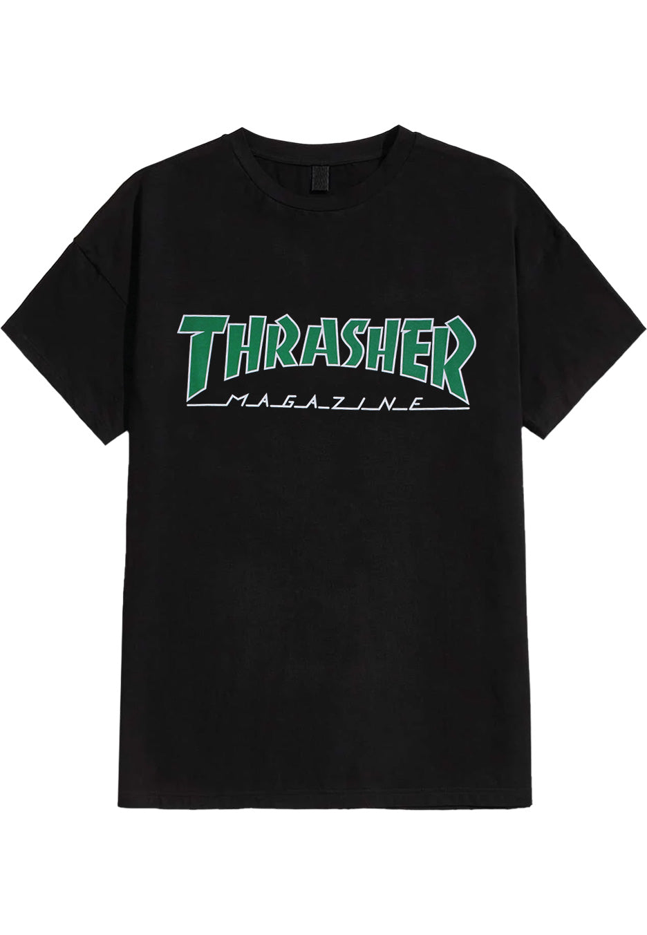 Thrasher Outlined Black White/Green T-Shirt | Neutral-Image