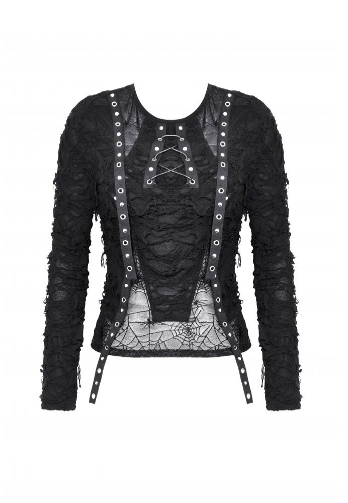 Dark In Love - Punk Metal Distressed Spider - Longsleeve | Women-Image