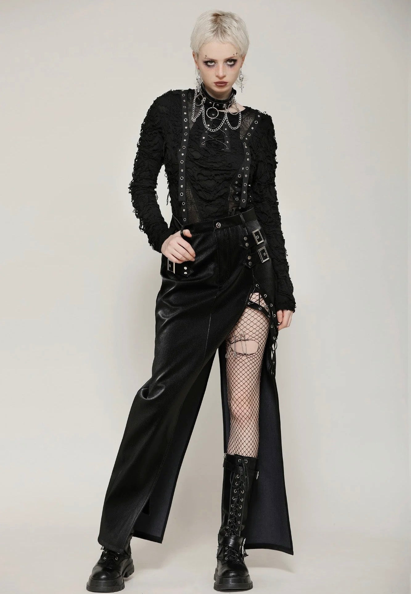 Dark In Love - Punk Metal Distressed Spider - Longsleeve | Women-Image