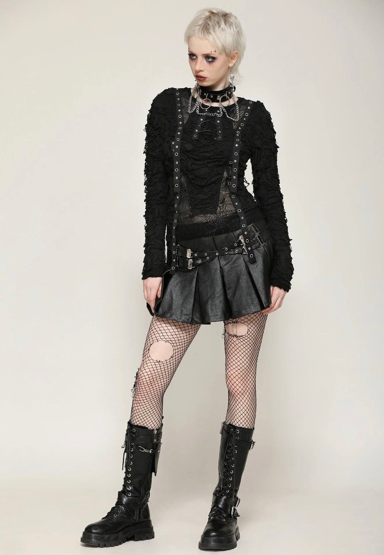 Dark In Love - Punk Metal Distressed Spider - Longsleeve | Women-Image