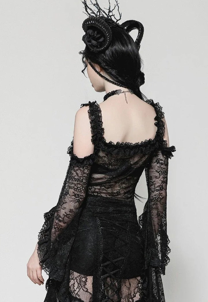Dark In Love - Gothic Romantic Lace Flare Sleeve - Top | Women-Image