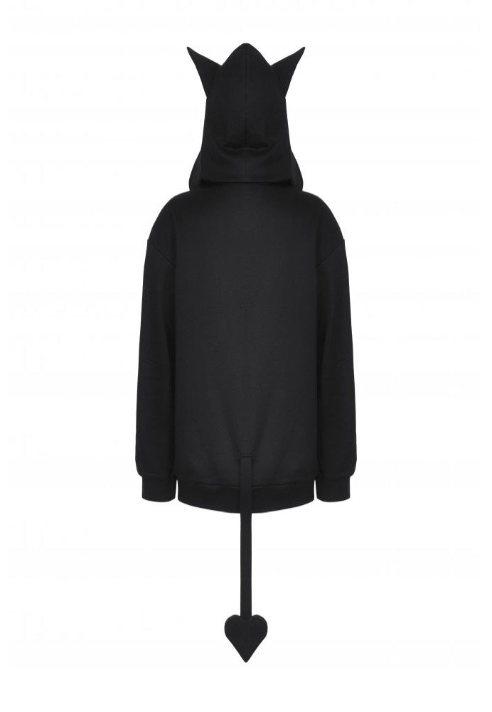 Dark In Love - Black Printed Loose Bat Ear Tail - Hoodie | Women-Image