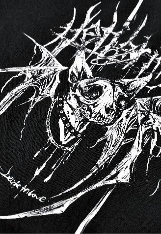 Dark In Love - Black Printed Loose Bat Ear Tail - Hoodie | Women-Image