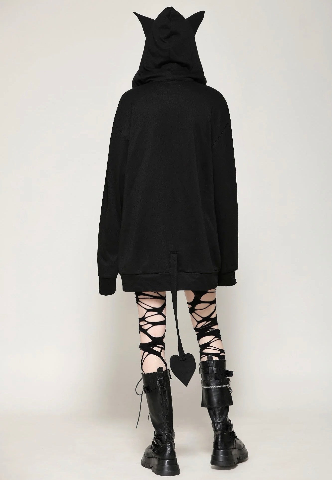 Dark In Love - Black Printed Loose Bat Ear Tail - Hoodie | Women-Image