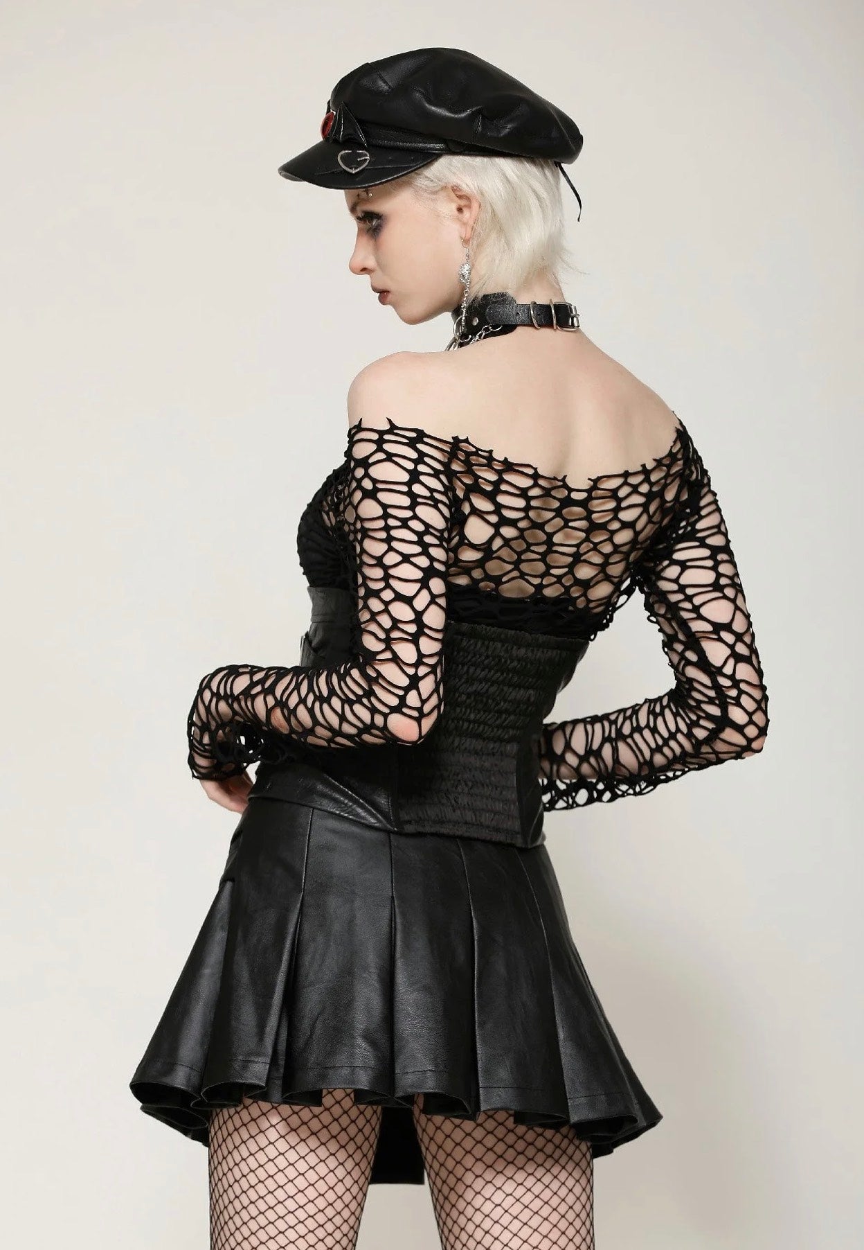 Dark In Love - Sexy Versatile Black Distressed Mesh - Top | Women-Image