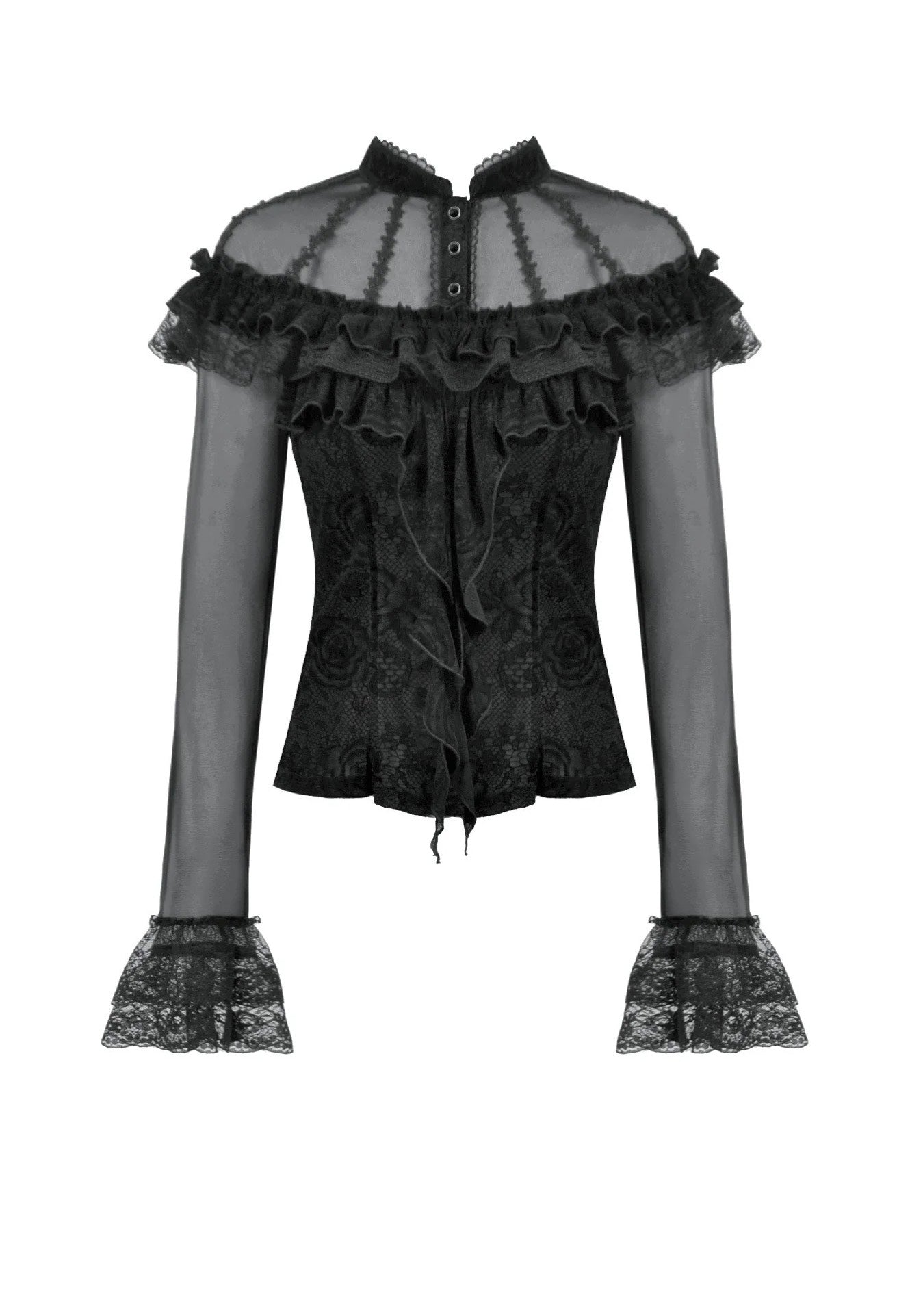 Dark In Love - Gothic Rose Sheer Court - Top | Women-Image