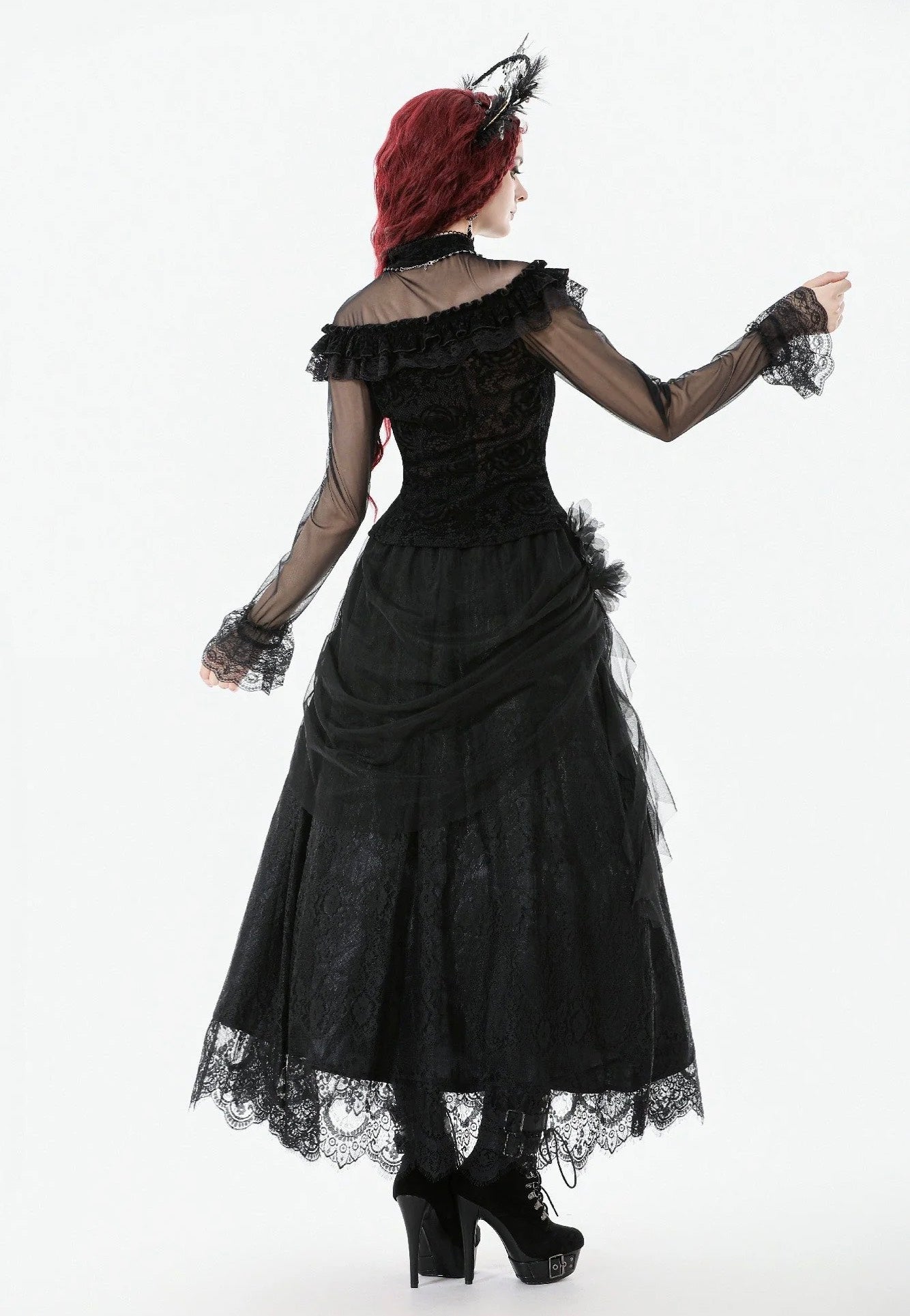 Dark In Love - Gothic Rose Sheer Court - Top | Women-Image