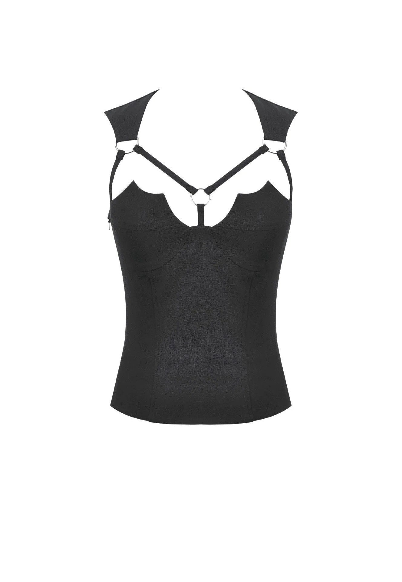 Dark In Love Dark Functional Style Metal Ring Strap Top | Women-Image