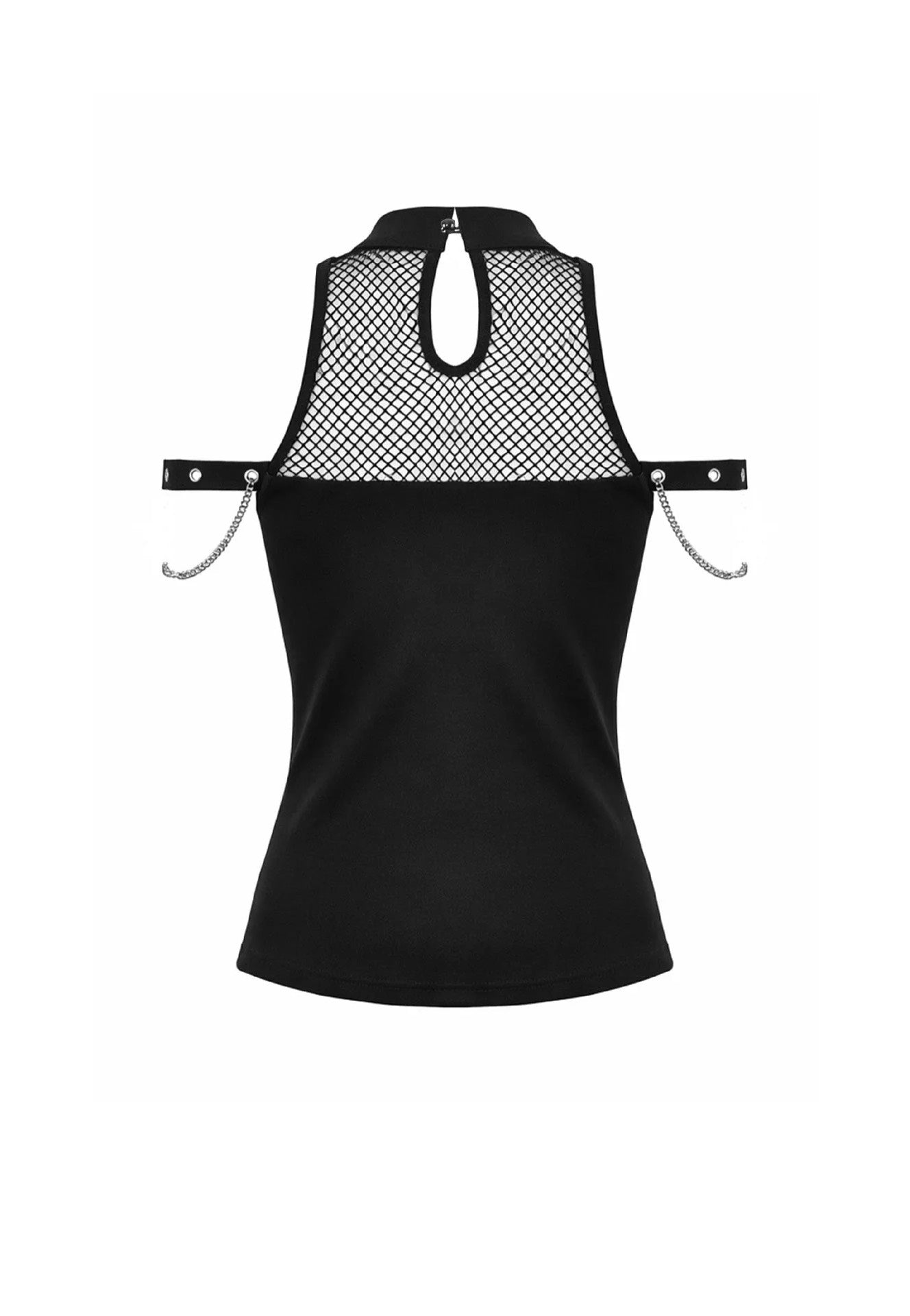 Dark In Love Dark Techwear Mesh Cut Out Cold Shoulder Top | Women-Image