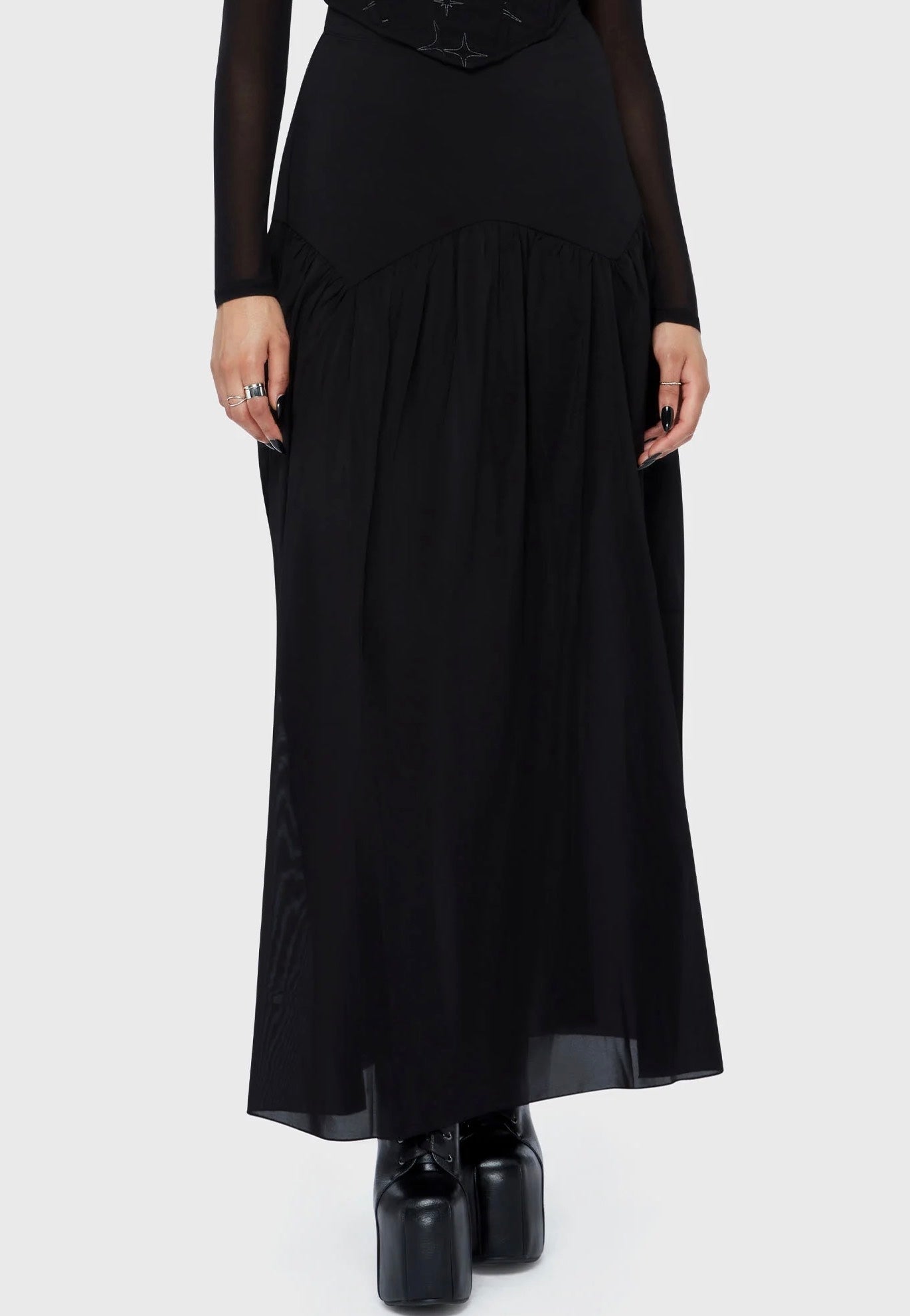 Killstar - Twilight Thistle Maxi Black - Skirt | Women-Image