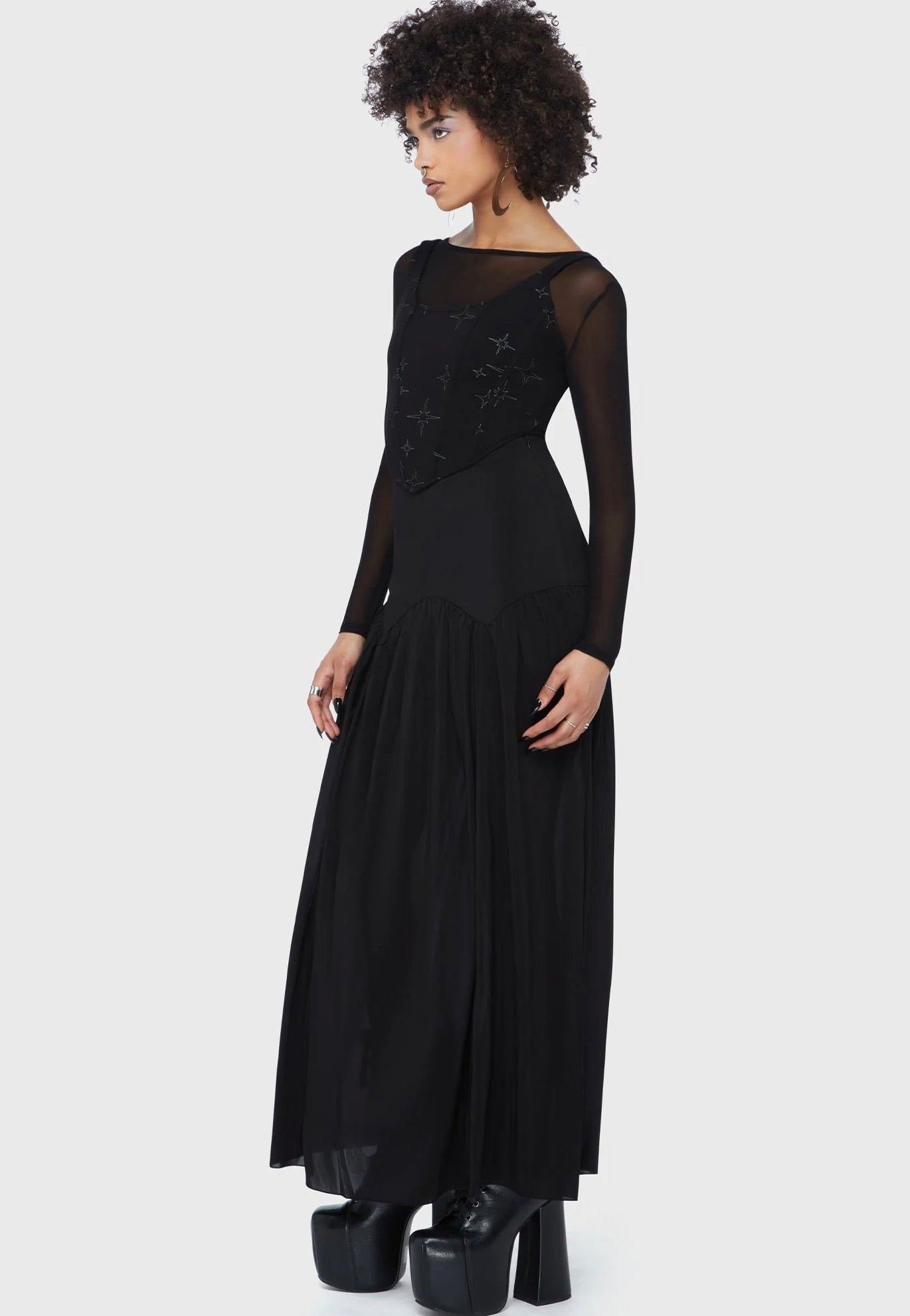 Killstar - Twilight Thistle Maxi Black - Skirt | Women-Image