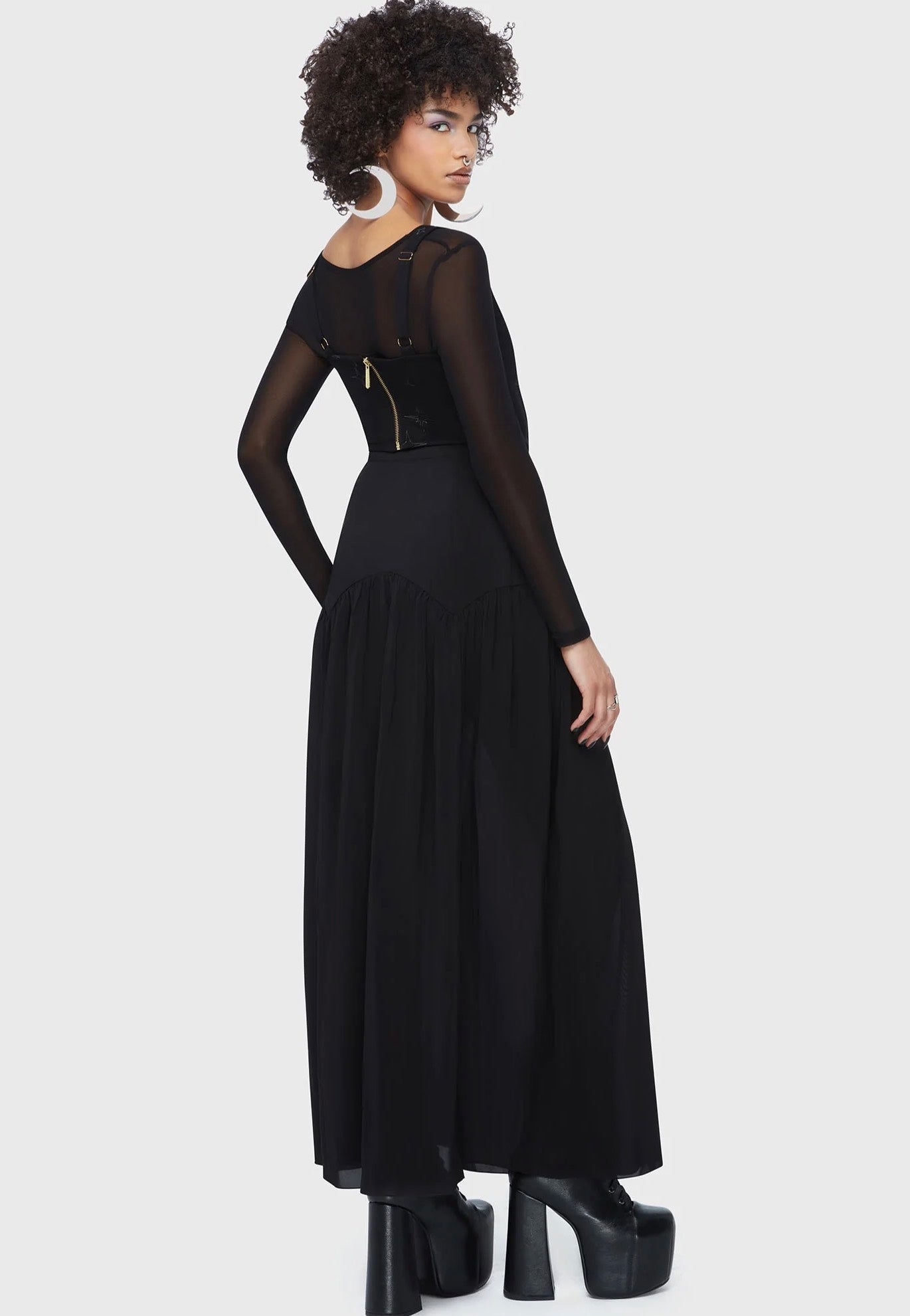 Killstar - Twilight Thistle Maxi Black - Skirt | Women-Image