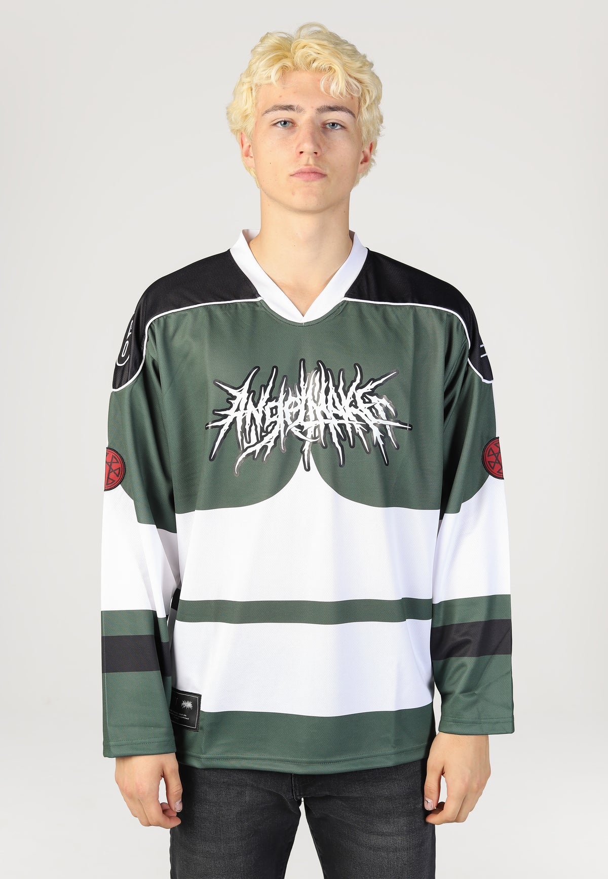 MaskOff Apparel x Angelmaker ANGELMAKER Performance Green Hockey Jersey | Men-Image