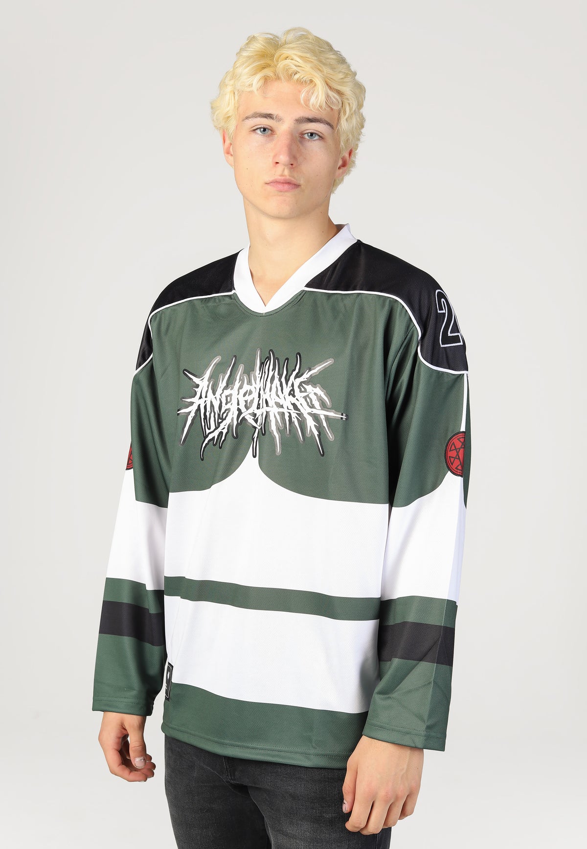MaskOff Apparel x Angelmaker ANGELMAKER Performance Green Hockey Jersey | Men-Image