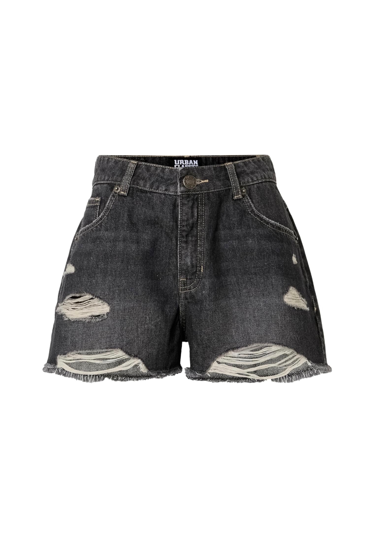 Urban Classics - Ladies Destroyed Denim Black Washed - Shorts | Women-Image