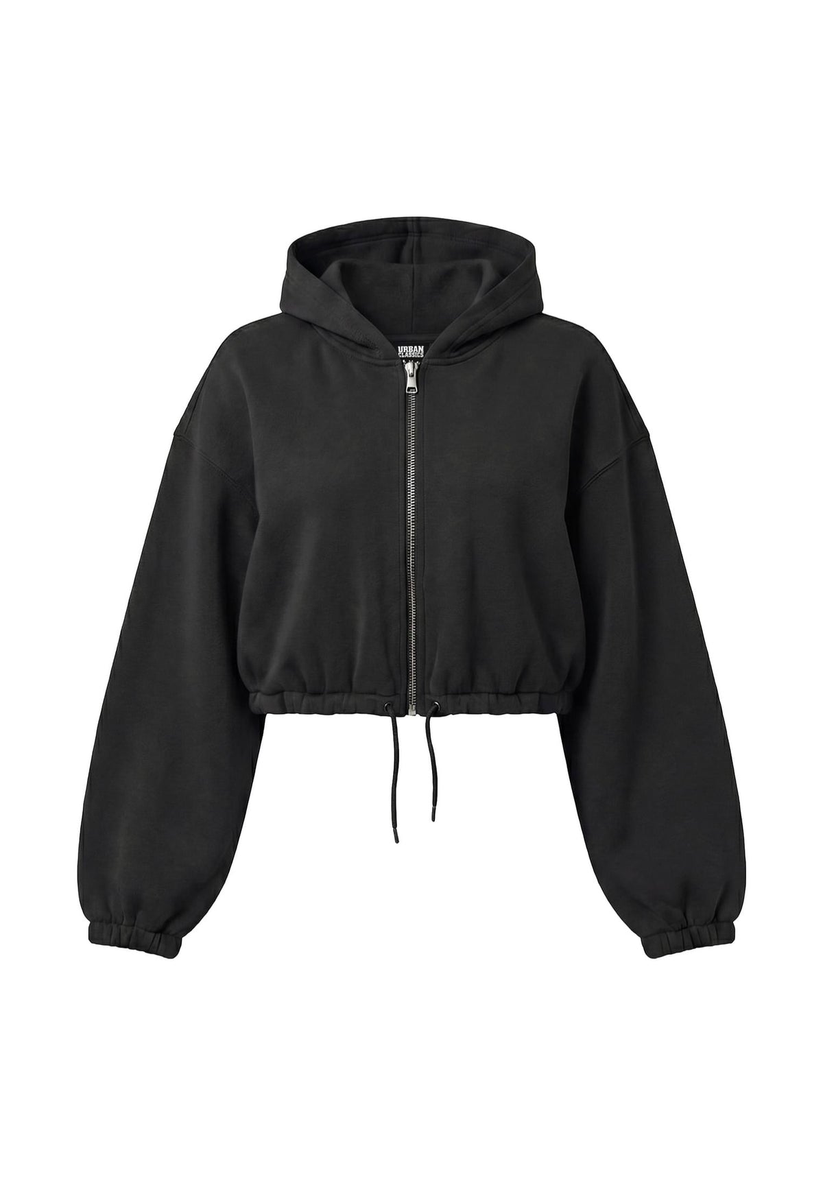 Urban Classics Ladies Fluffy Cropped Black Mikina na zip | Women-Image