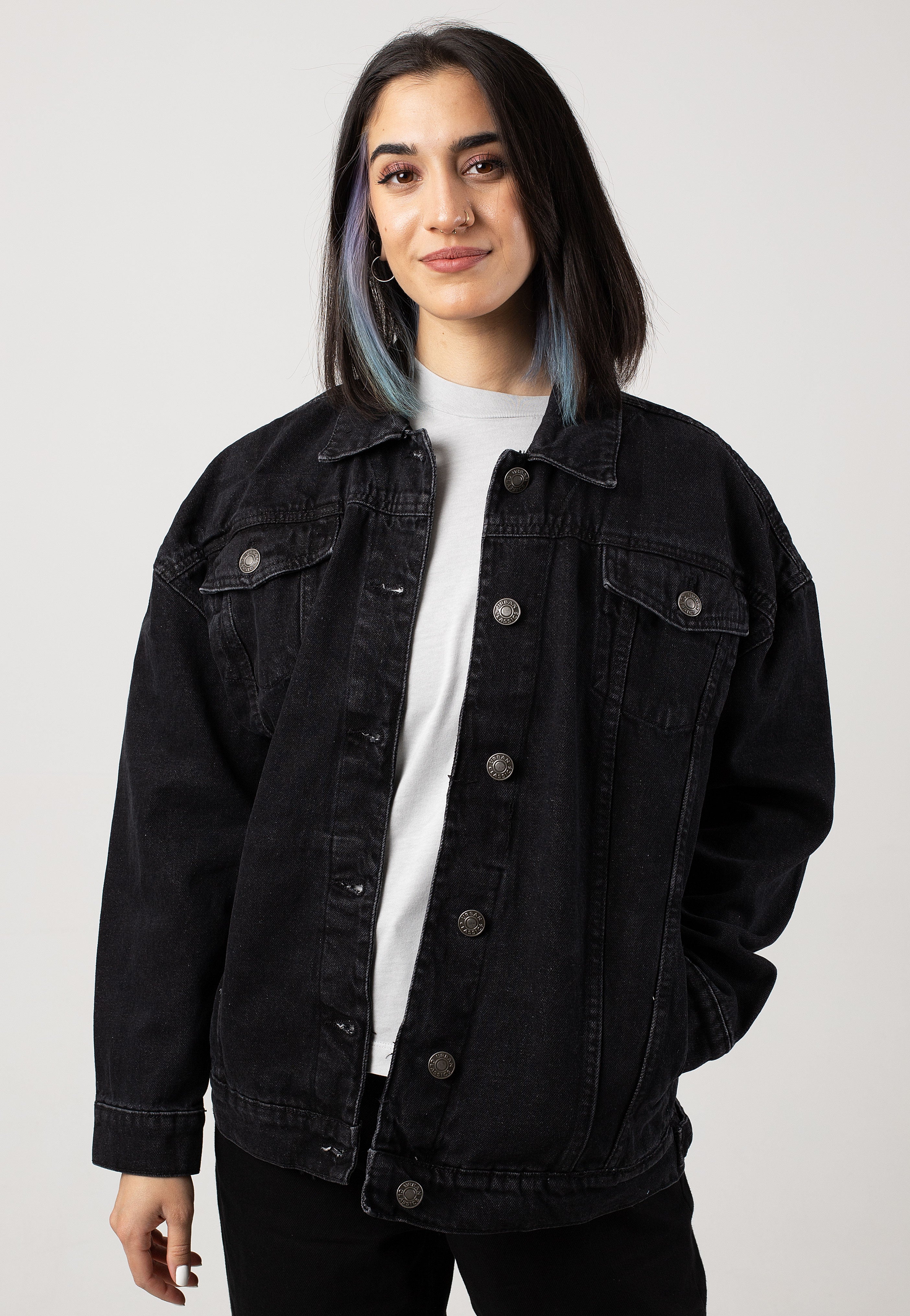 Urban Classics Ladies Oversized 90's Denim Black Washed - Jeans