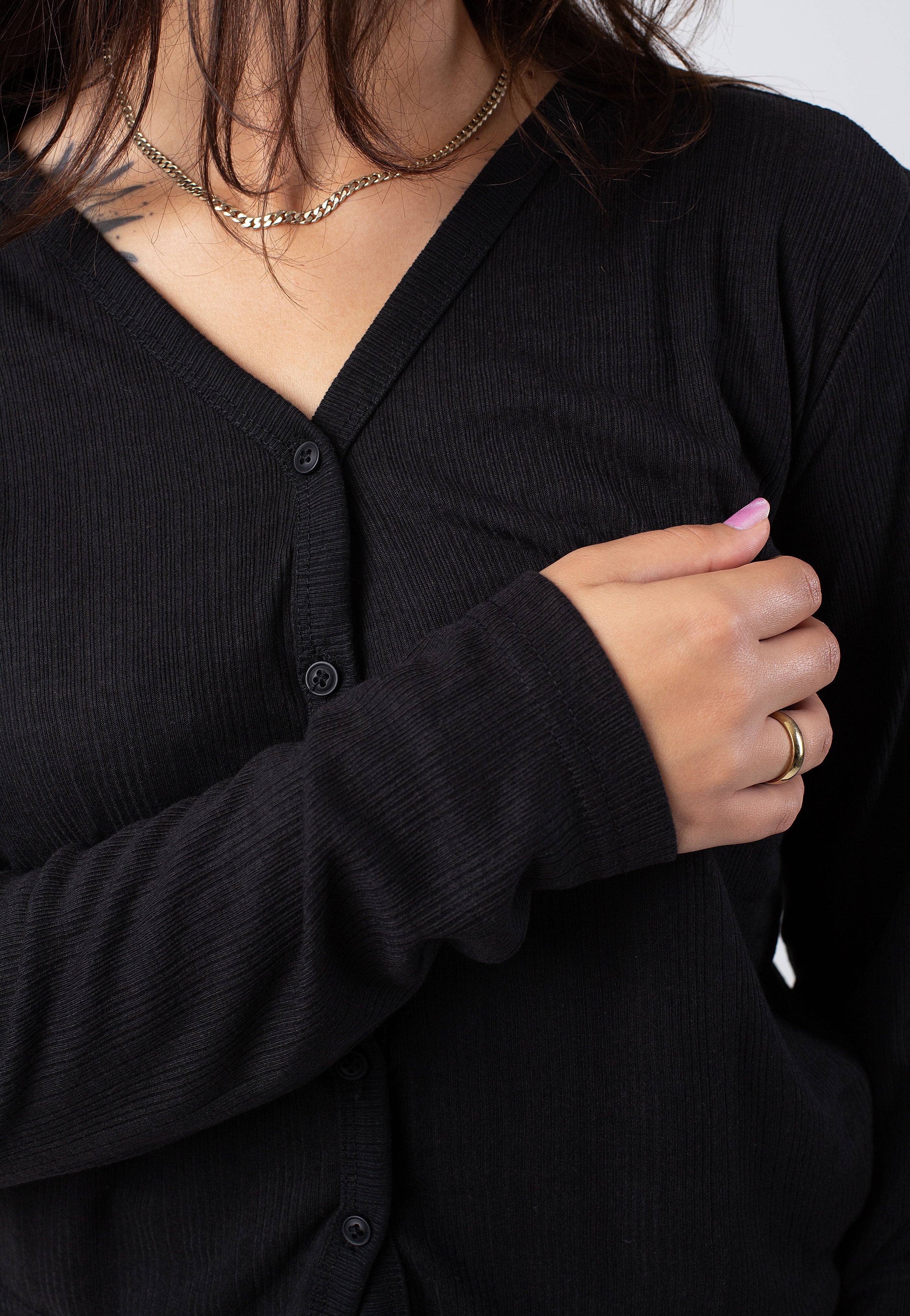 Urban Classics - Ladies Rib Black - Cardigan | Women-Image