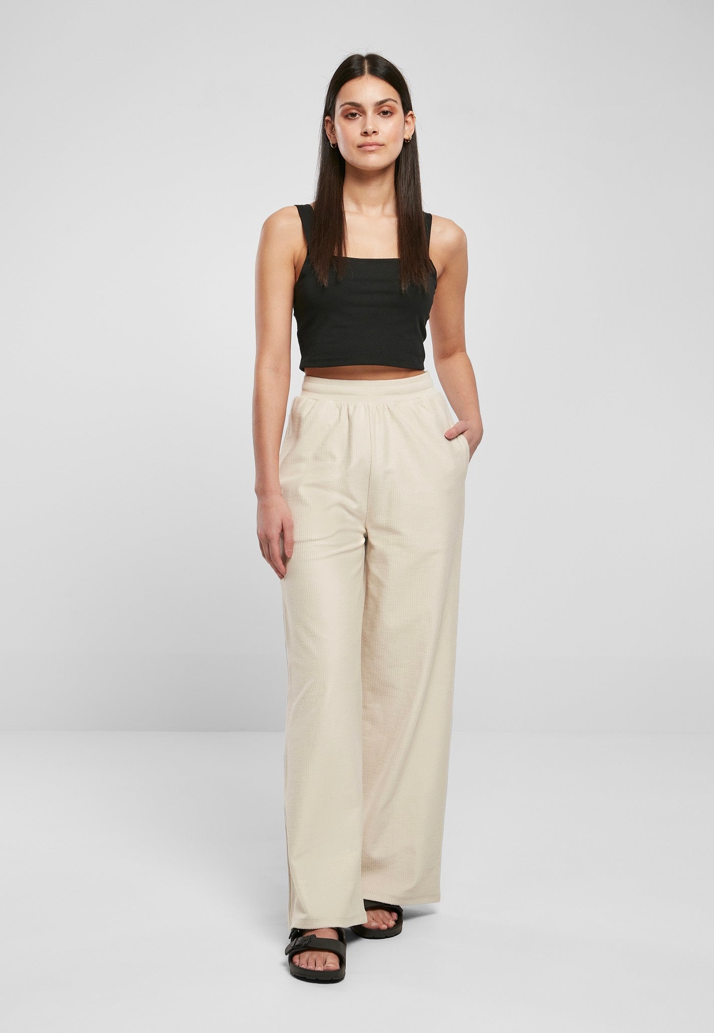 Urban Classics - Ladies Straight Rib Terry Softseagrass - Pants | Women-Image