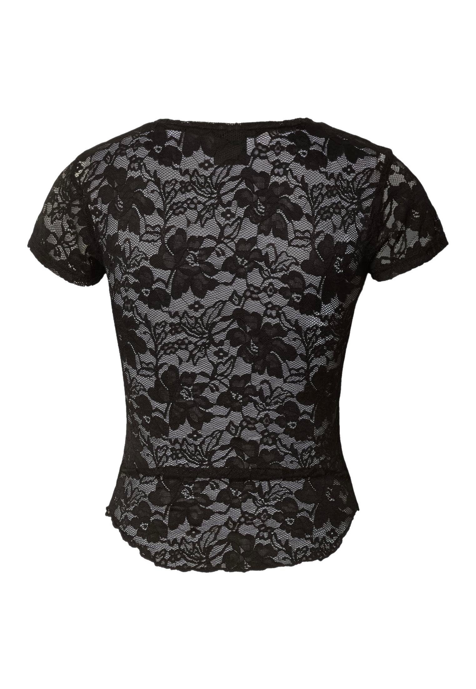 Urban Classics Ladies Stretch Lace Cropped Black T-paita | Women-Image