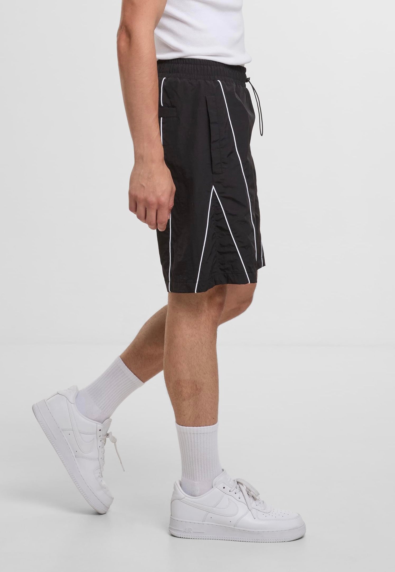 Urban Classics Piping Track Black Shorts | Men-Image