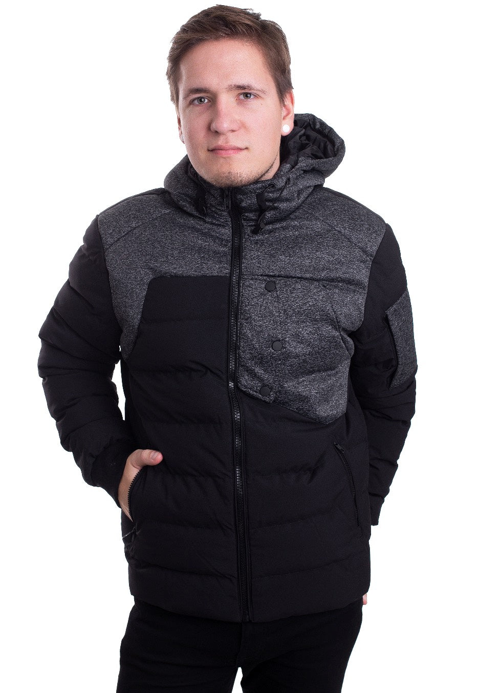 Urban Classics - Hooded Tech Bubble Black/Grey - Jacket | Men-Image