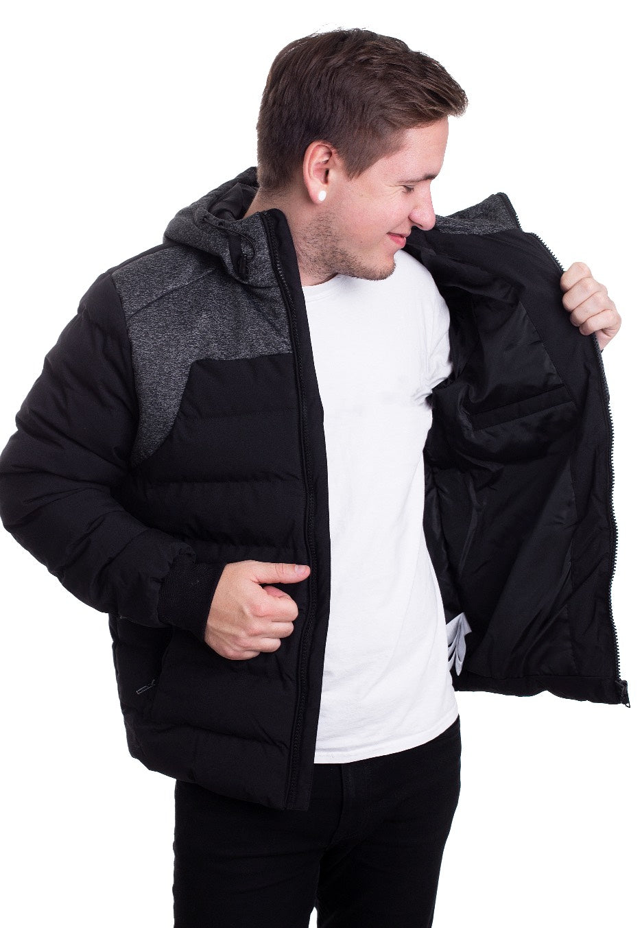 Urban Classics - Hooded Tech Bubble Black/Grey - Jacket | Men-Image