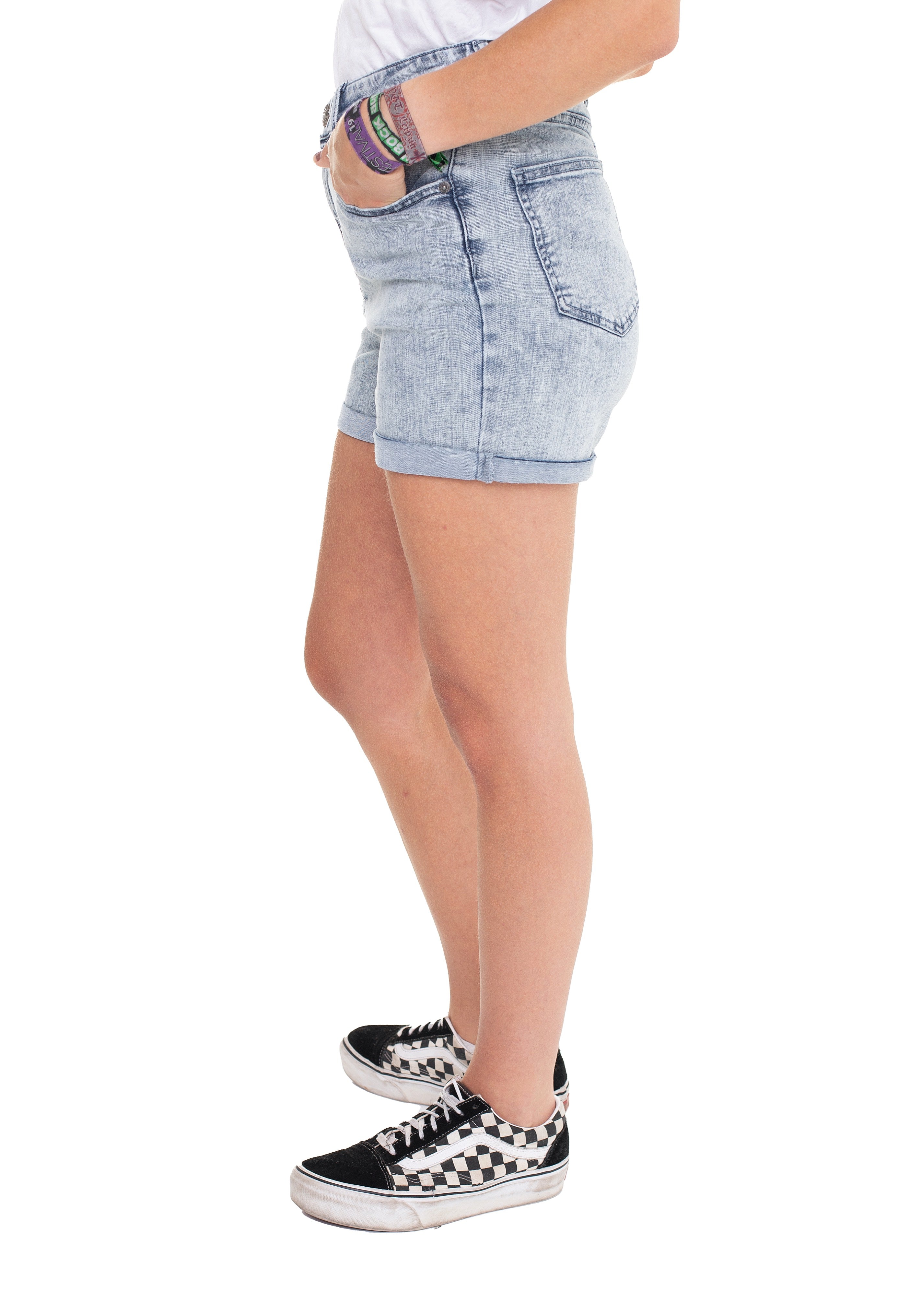 Urban Classics - Ladies 5 Pocket Light Skyblue Acid Washed - Shorts | Women-Image