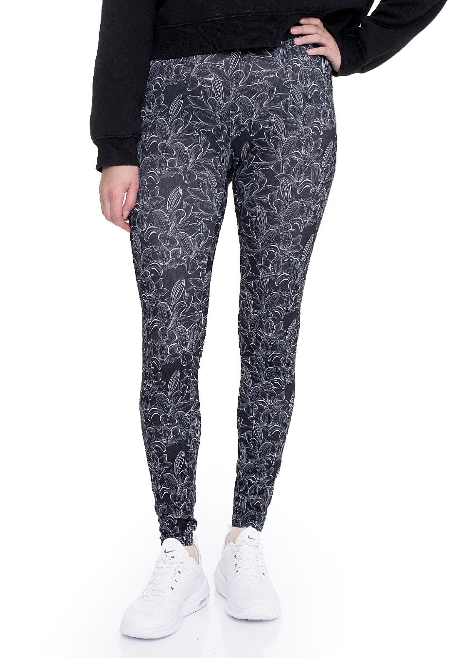 Urban Classics - Ladies AOP Hibiscus Black - Leggings | Women-Image