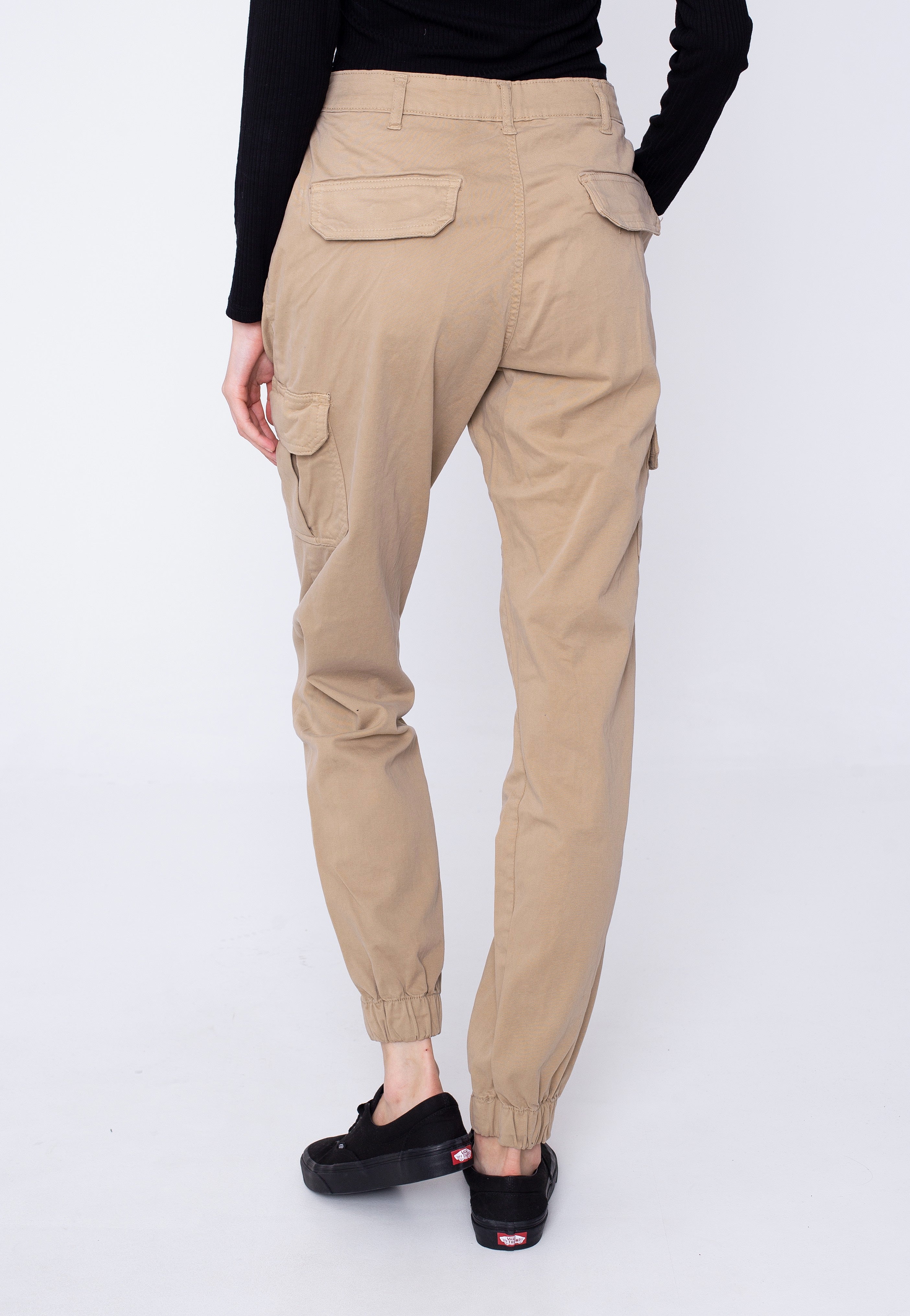 Urban Classics - Ladies High Waist Cargo Soft Taupe - Pants | Men-Image