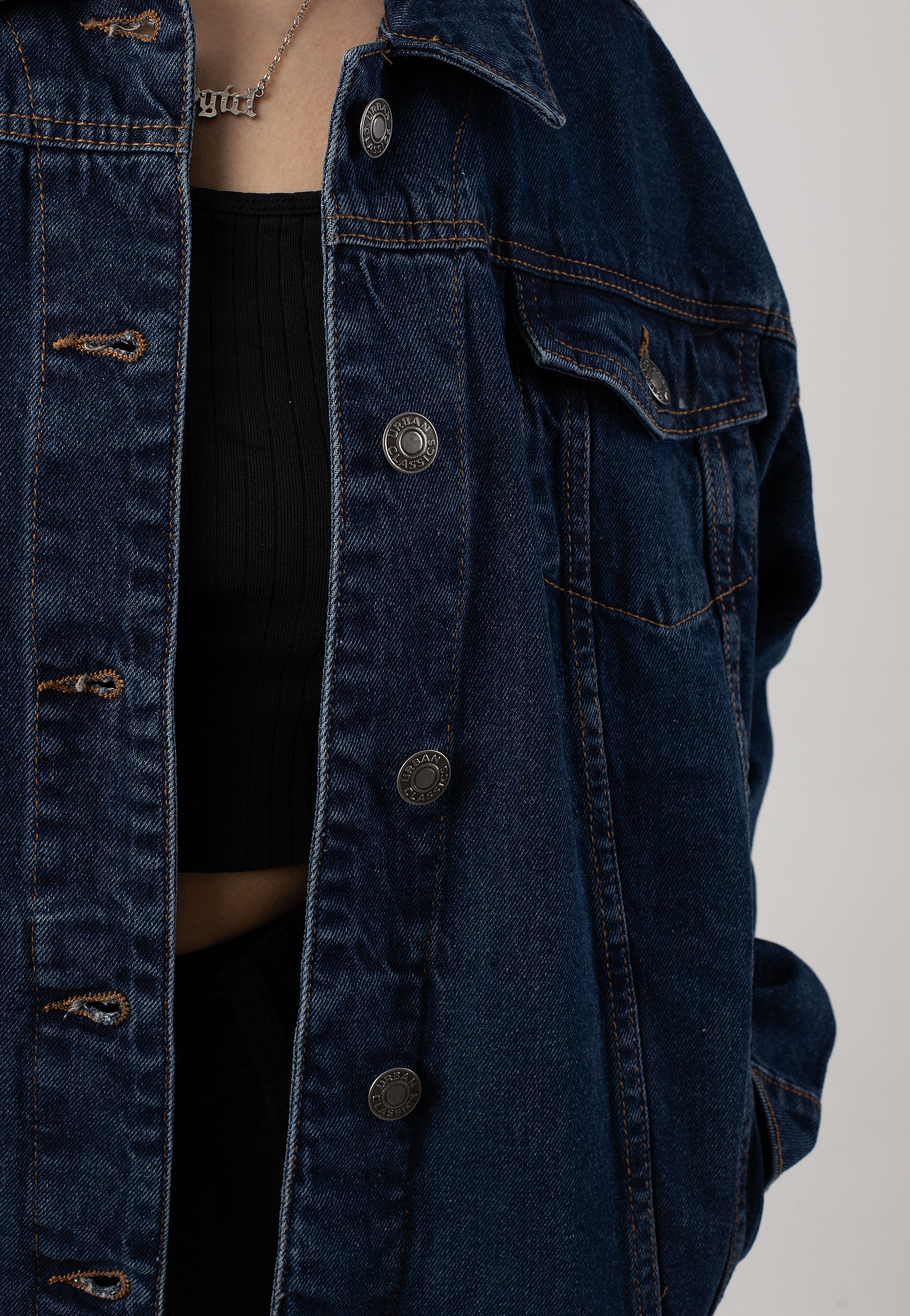 Urban Classics - Ladies Oversized 90‘s Denim Mid Indigo Washed - Jeans Jacket | Women-Image