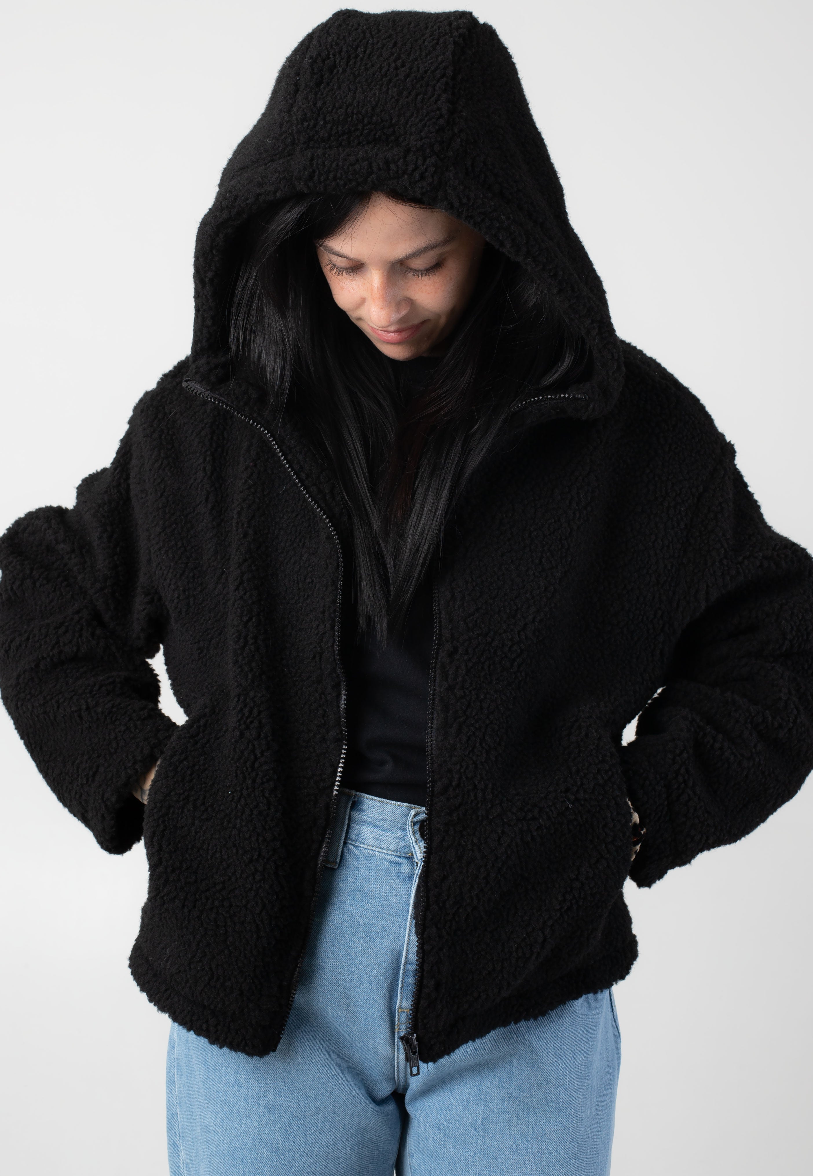 Urban Classics - Ladies Short Hooded Sherpa Black - Jacket | Women-Image