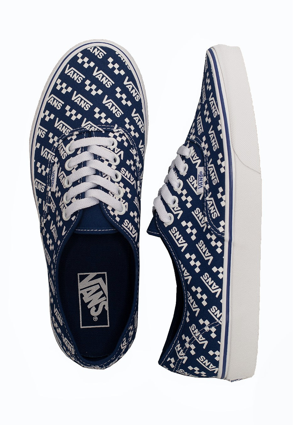 Vans - Authentic (Logo Repeat) Tr Bl/True White - Shoes | Neutral-Image