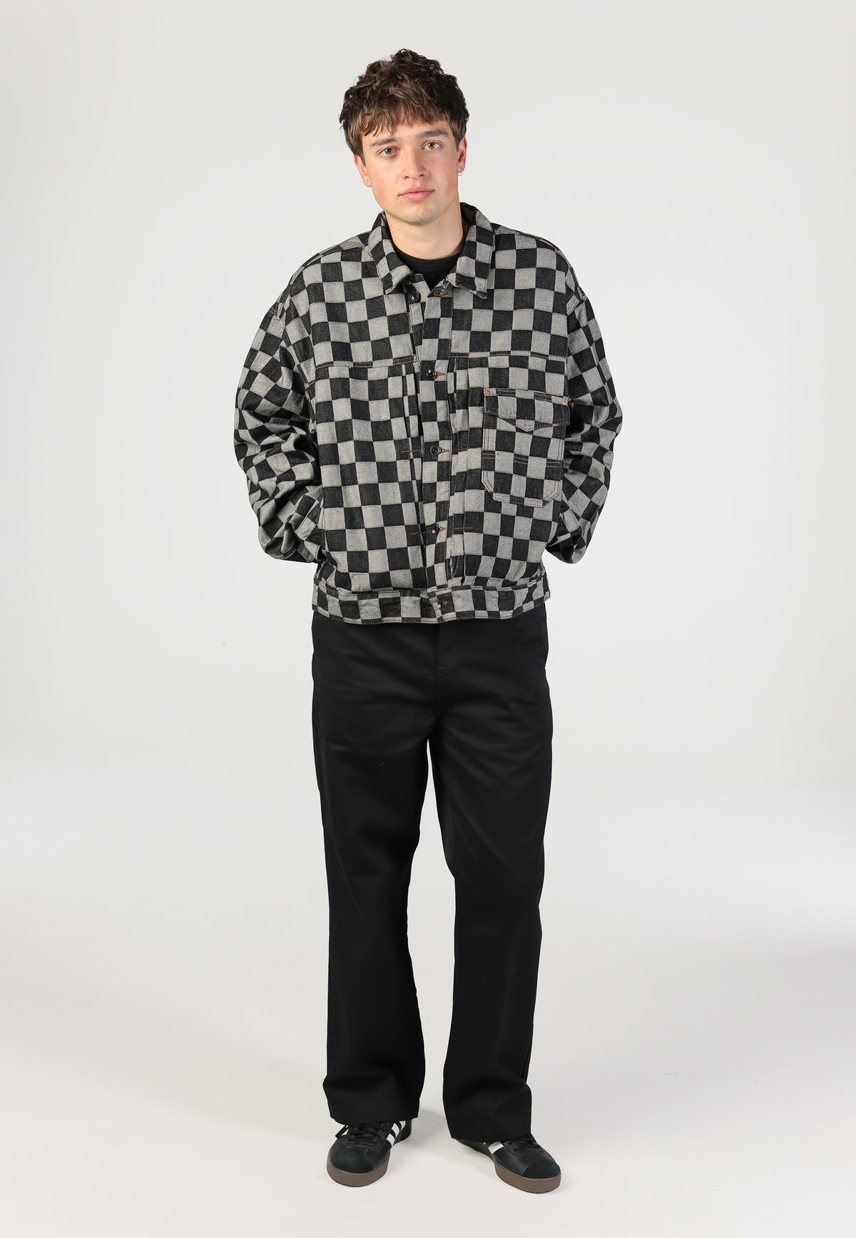 Vans Check-5 Checkerboard Denim Trucker Black Džínová bunda | Men-Image