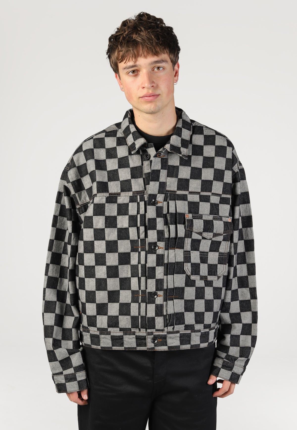 Vans Check-5 Checkerboard Denim Trucker Black Džínová bunda | Men-Image