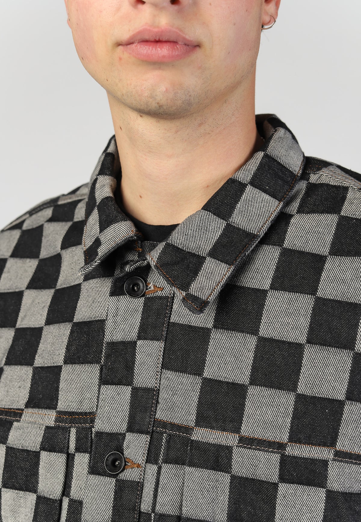 Vans Check-5 Checkerboard Denim Trucker Black Džínová bunda | Men-Image