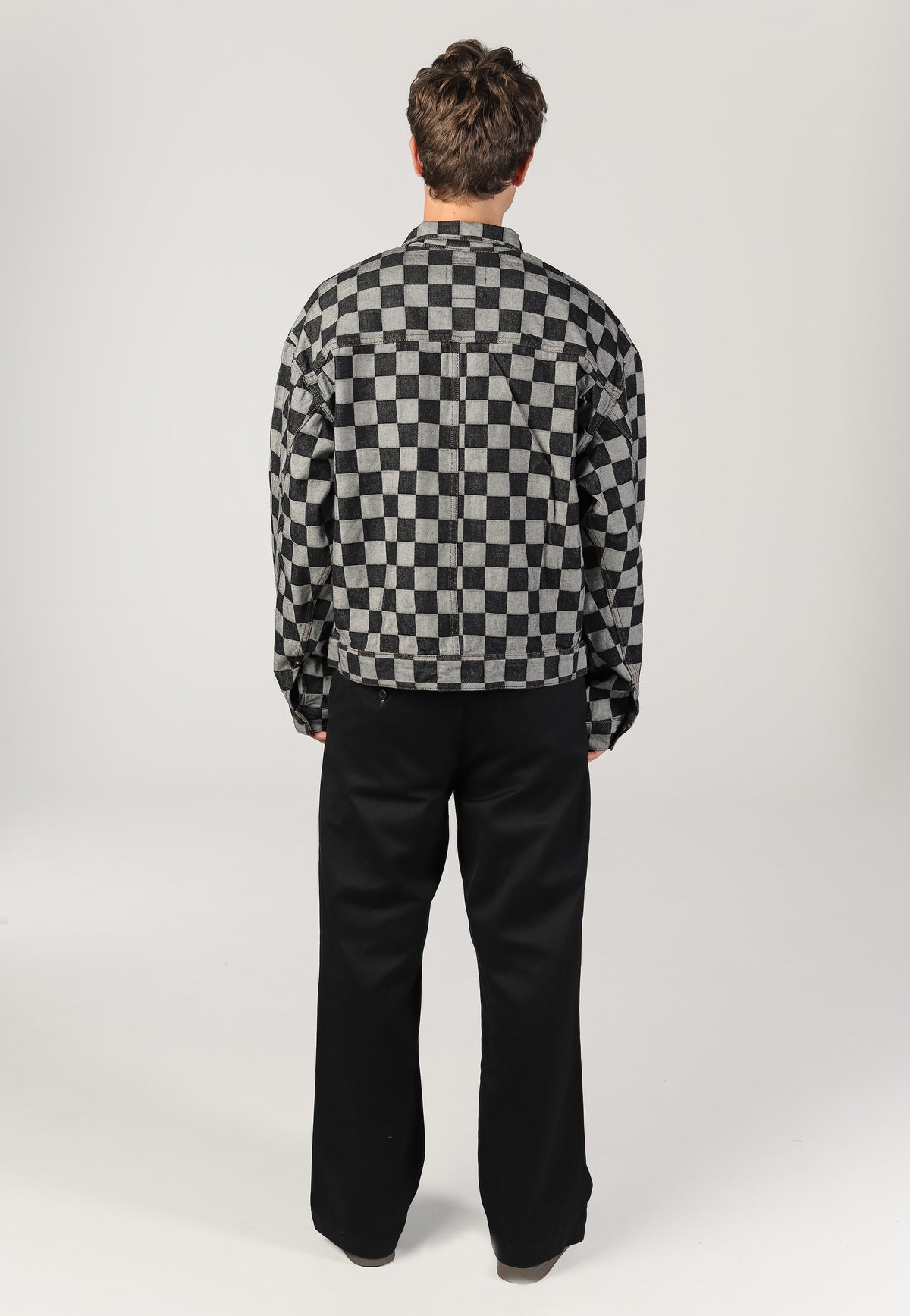 Vans Check-5 Checkerboard Denim Trucker Black Džínová bunda | Men-Image