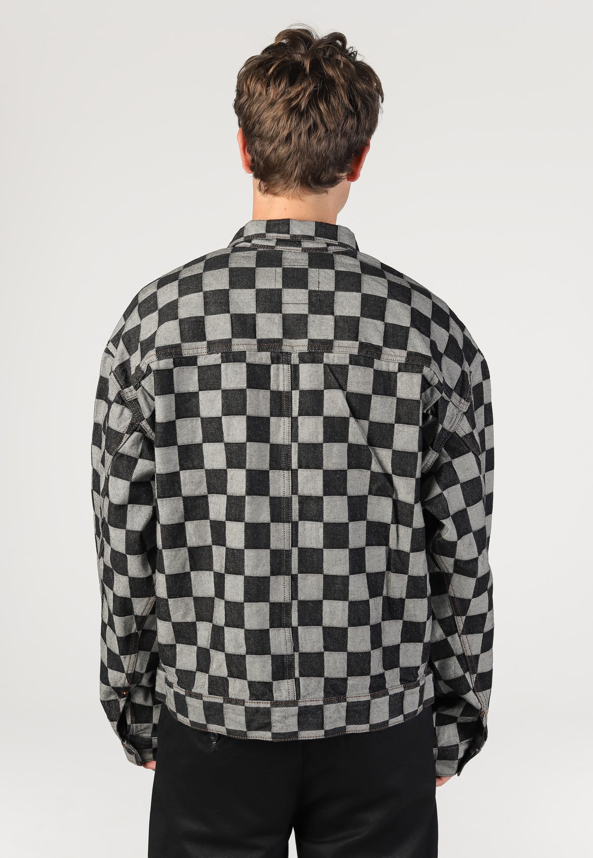 Vans Check-5 Checkerboard Denim Trucker Black Džínová bunda | Men-Image