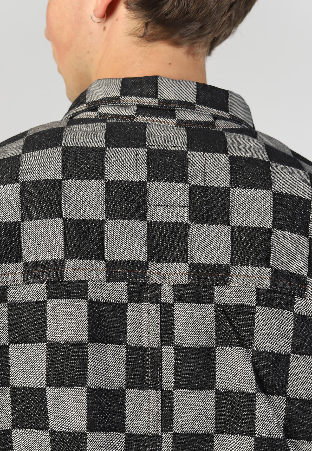 Vans Check-5 Checkerboard Denim Trucker Black Džínová bunda | Men-Image