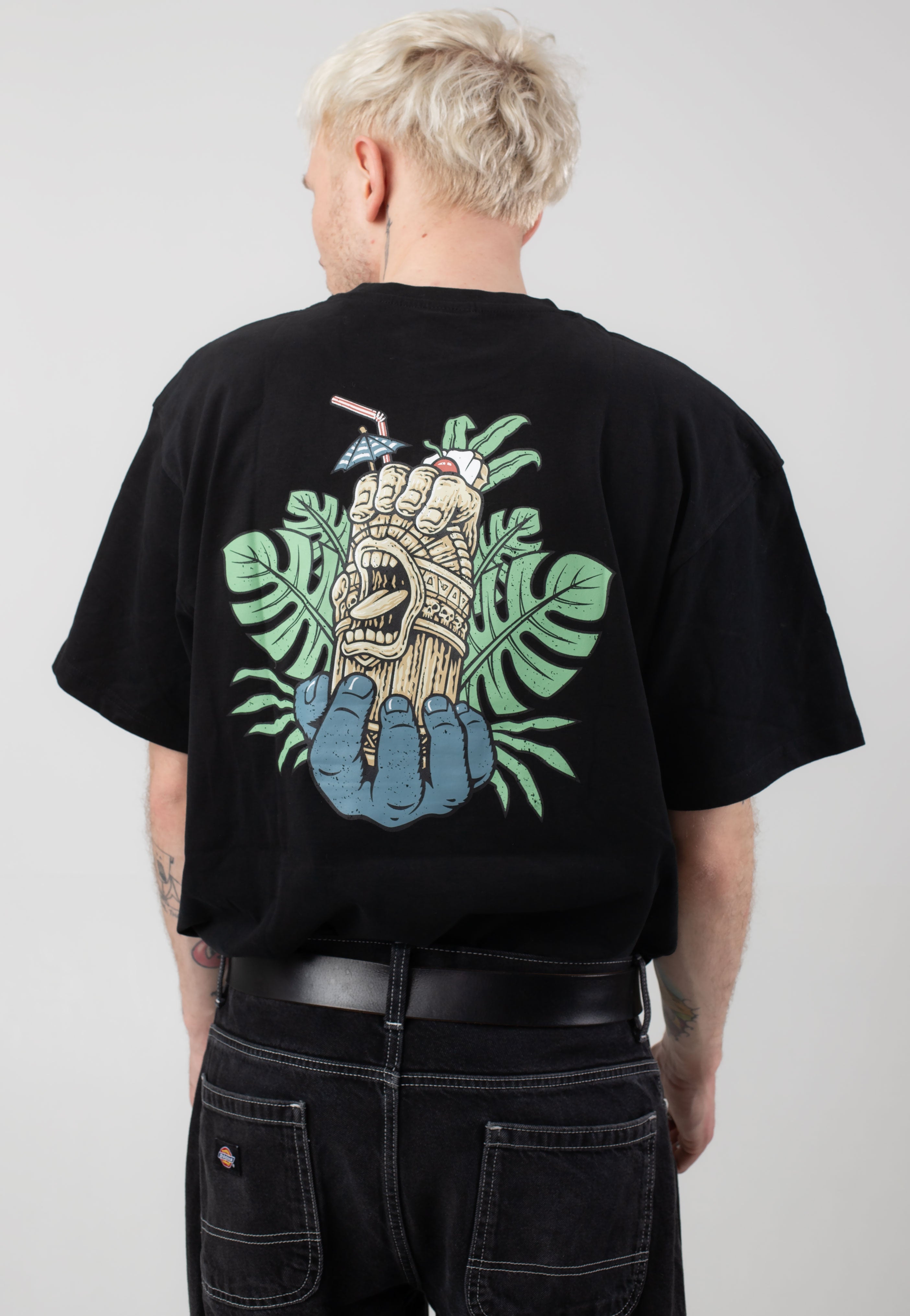 Santa Cruz - Tiki Hand Strip Black - T-Shirt | Men-Image