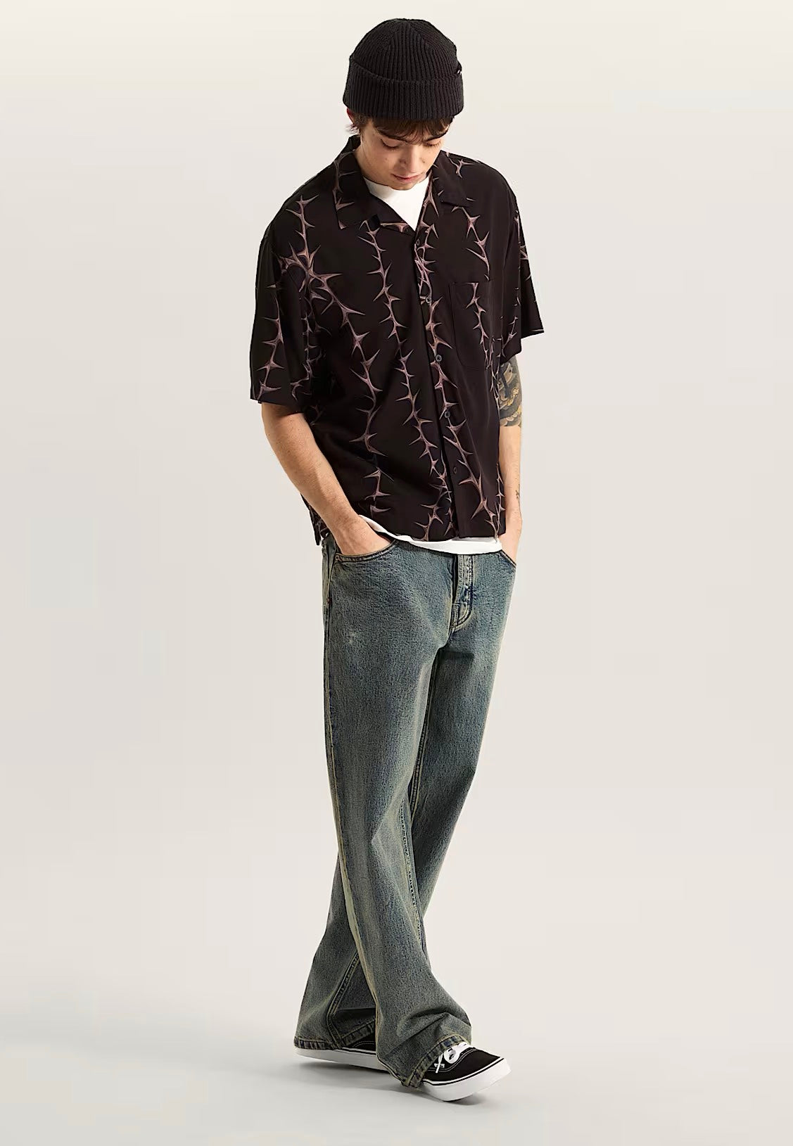 Vans - Van Doren Printed Camp Black - Shirt | Men-Image