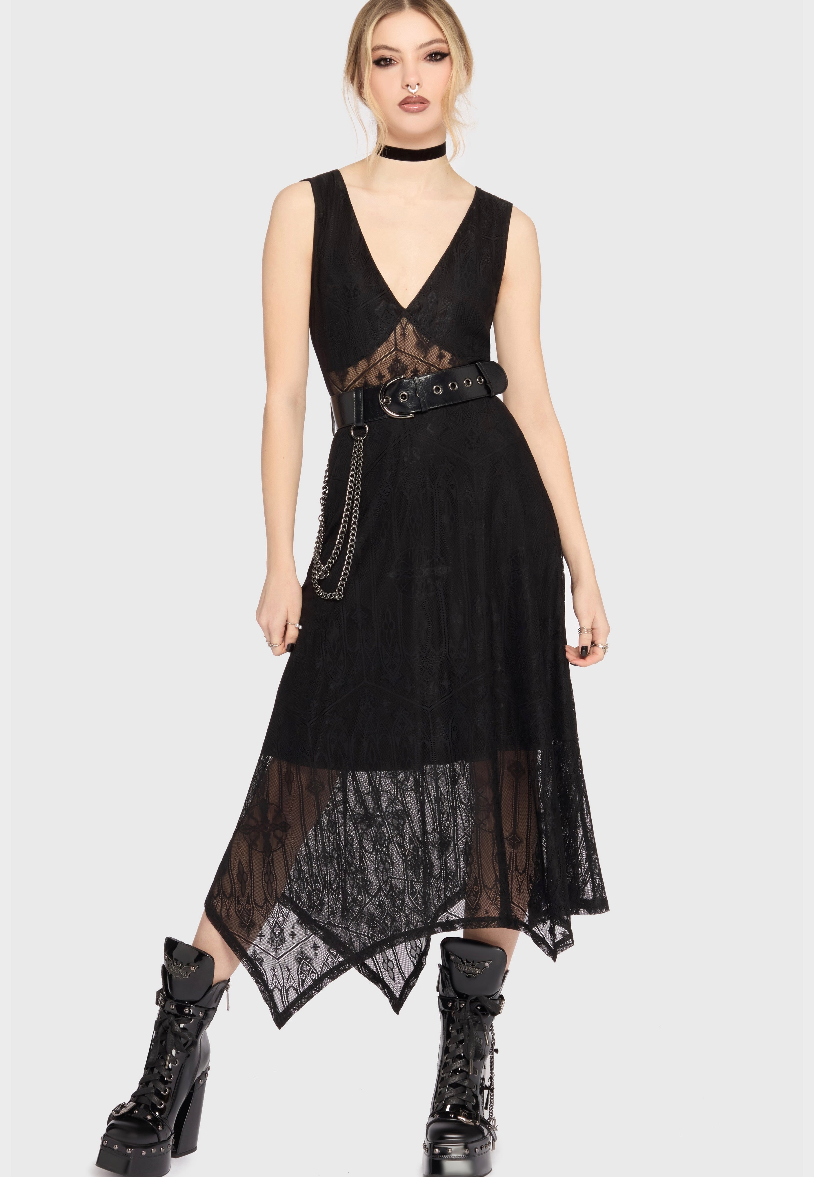 Killstar - Vesper Wraith Midi Black - Dress | Women-Image
