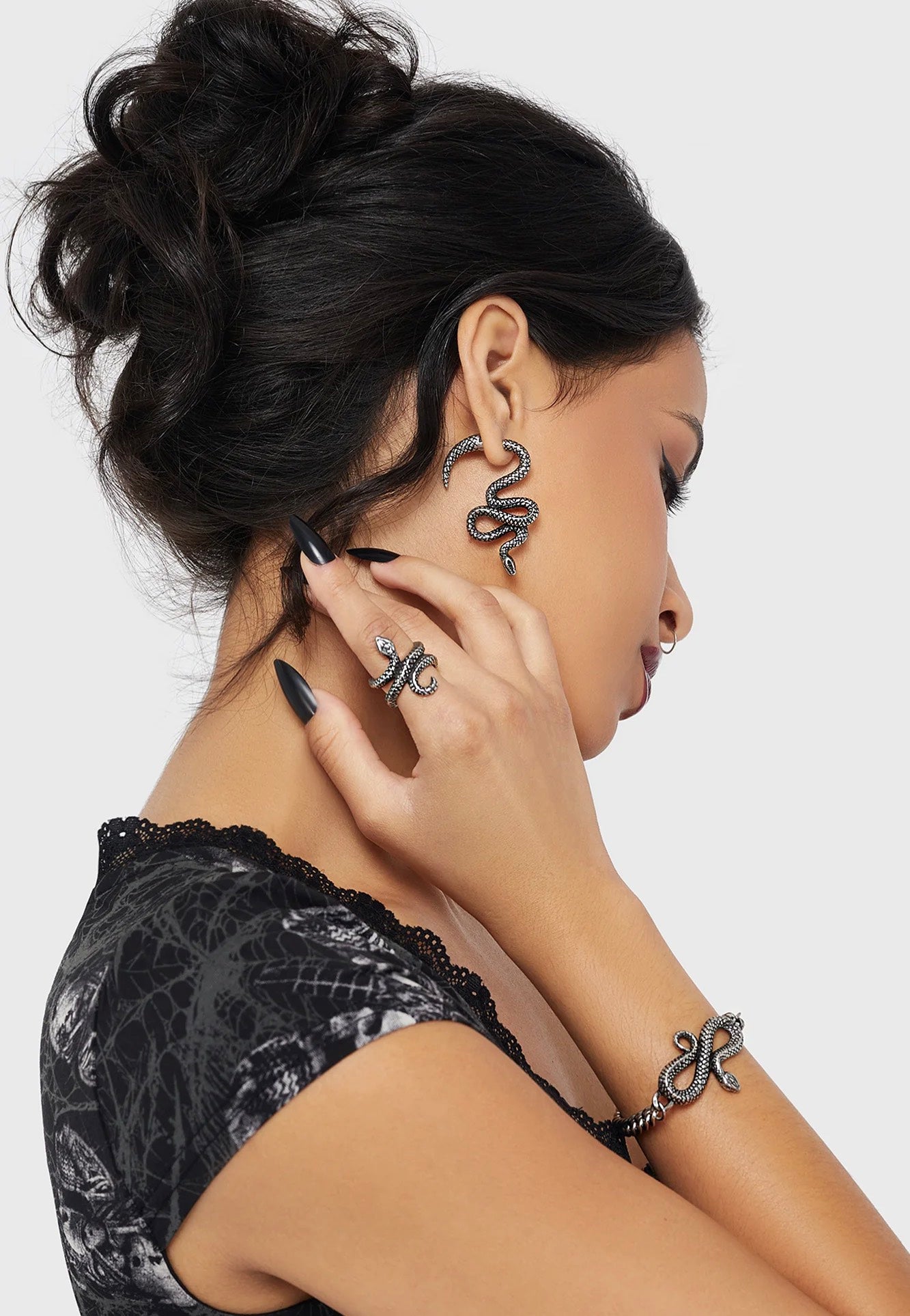 Killstar - Vipere Silver - Earrings | Neutral-Image